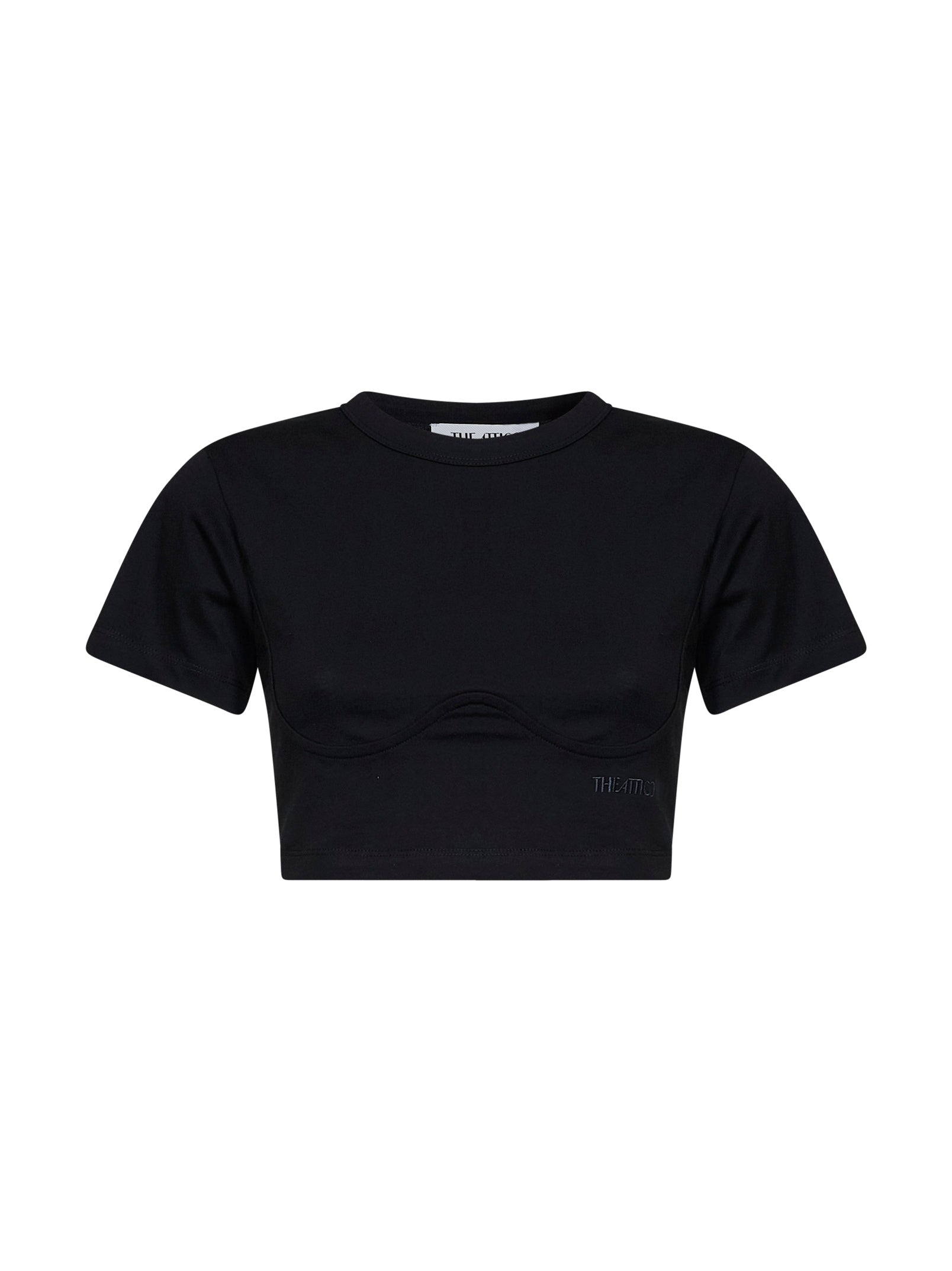 The Attico Women Black Cotton Jersey Cropped T-Shirt THE ATTICO