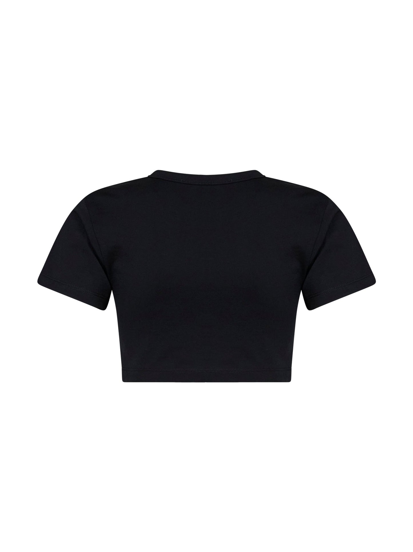 The Attico Women Black Cotton Jersey Cropped T-Shirt THE ATTICO