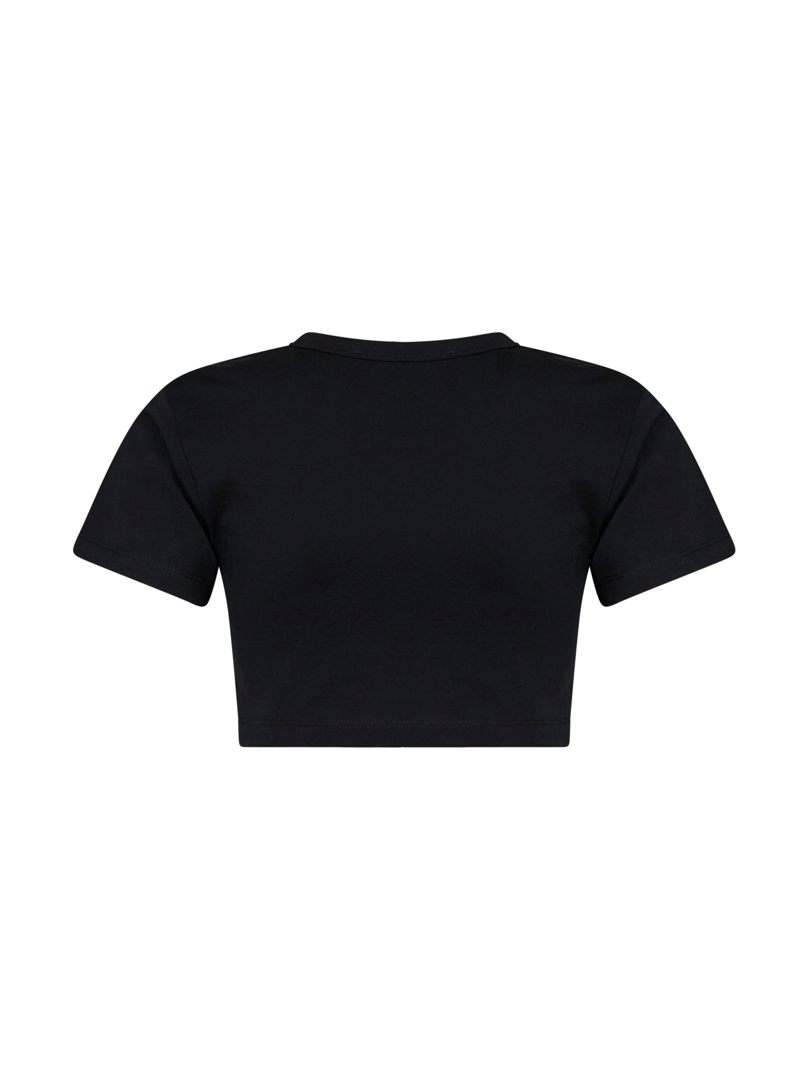 The Attico Women Black Cotton Jersey Cropped T-Shirt THE ATTICO