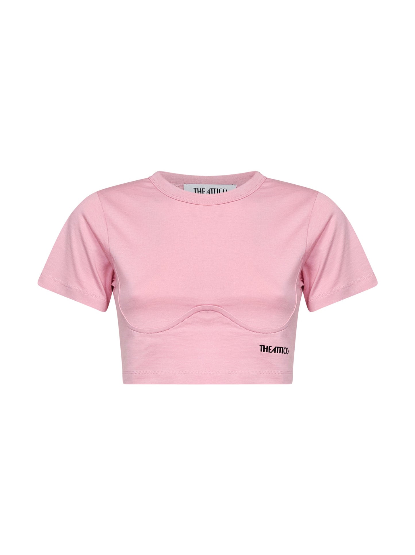 The Attico Women Light Pink Cotton Jersey Cropped T-Shirt<Br/> THE ATTICO
