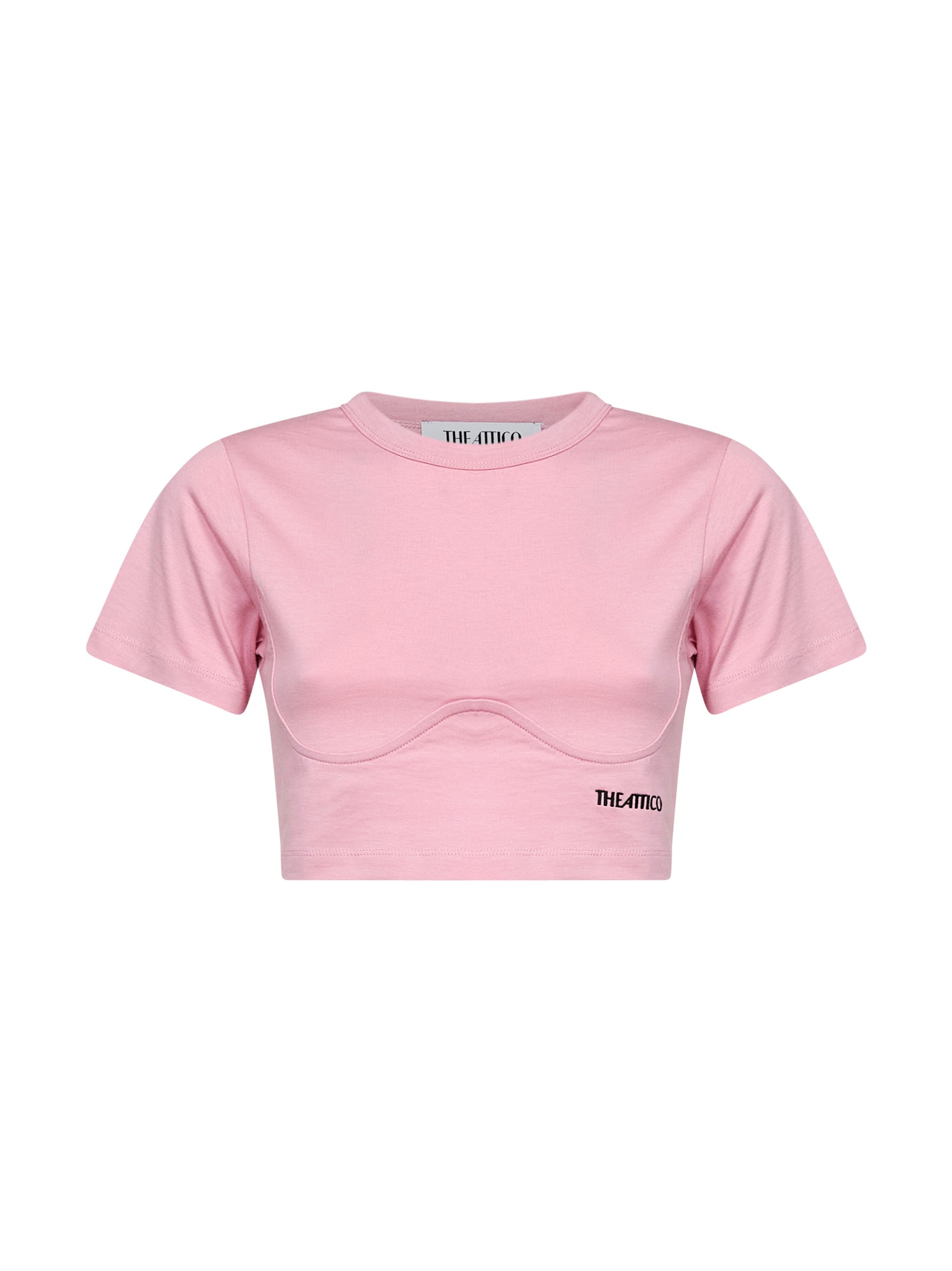 The Attico Women Light Pink Cotton Jersey Cropped T-Shirt<Br/> THE ATTICO