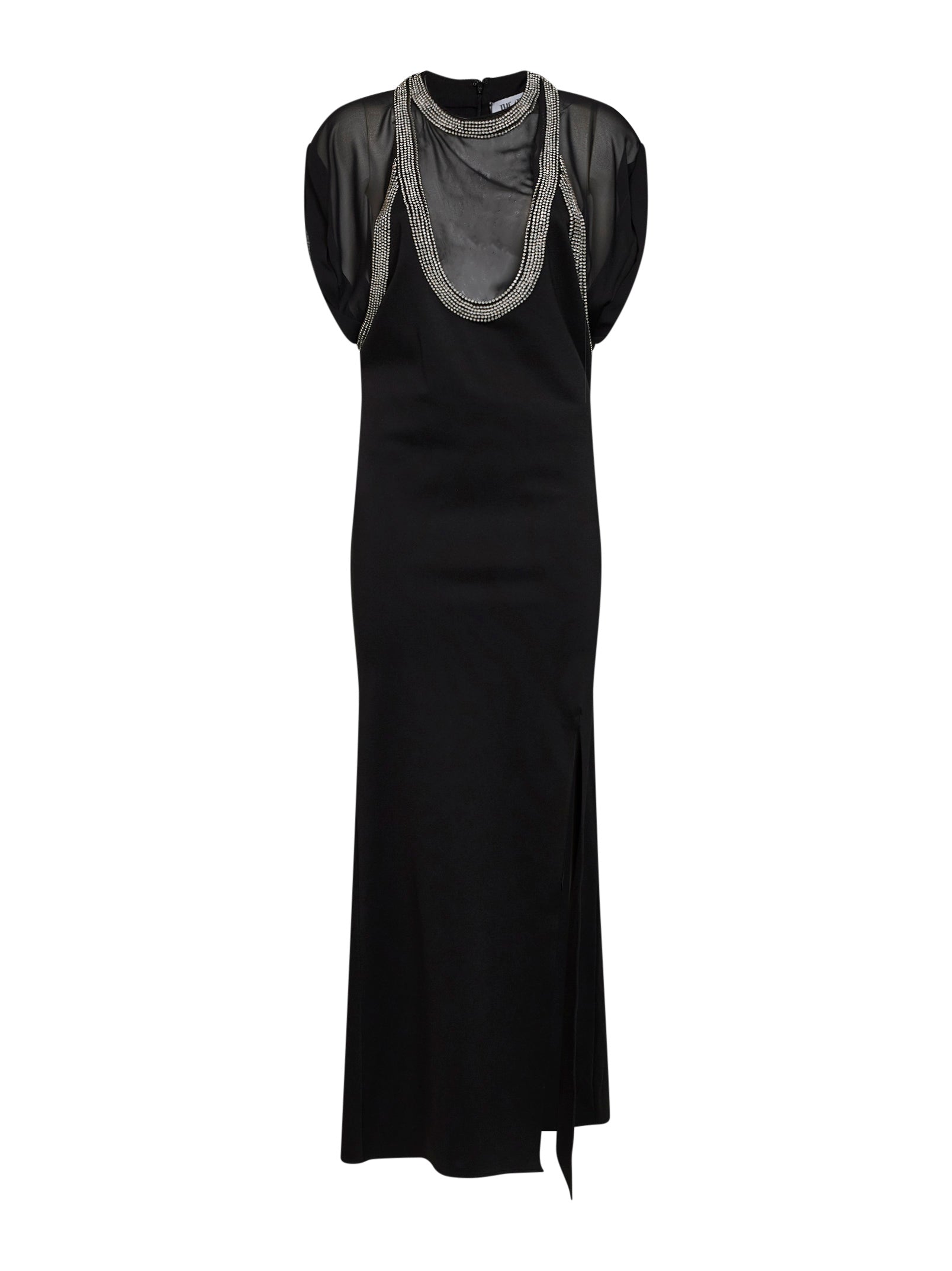 The Attico Women Black Stretch Crepe Layered-Effect Maxi Dress THE ATTICO