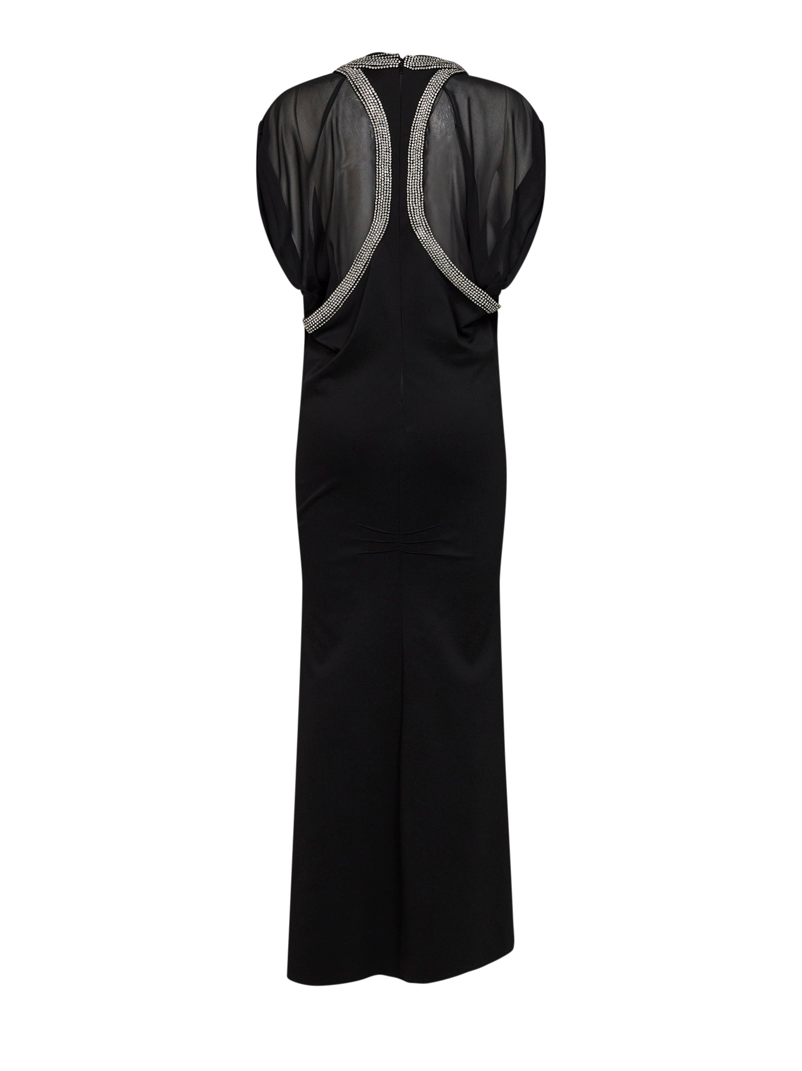 The Attico Women Black Stretch Crepe Layered-Effect Maxi Dress THE ATTICO