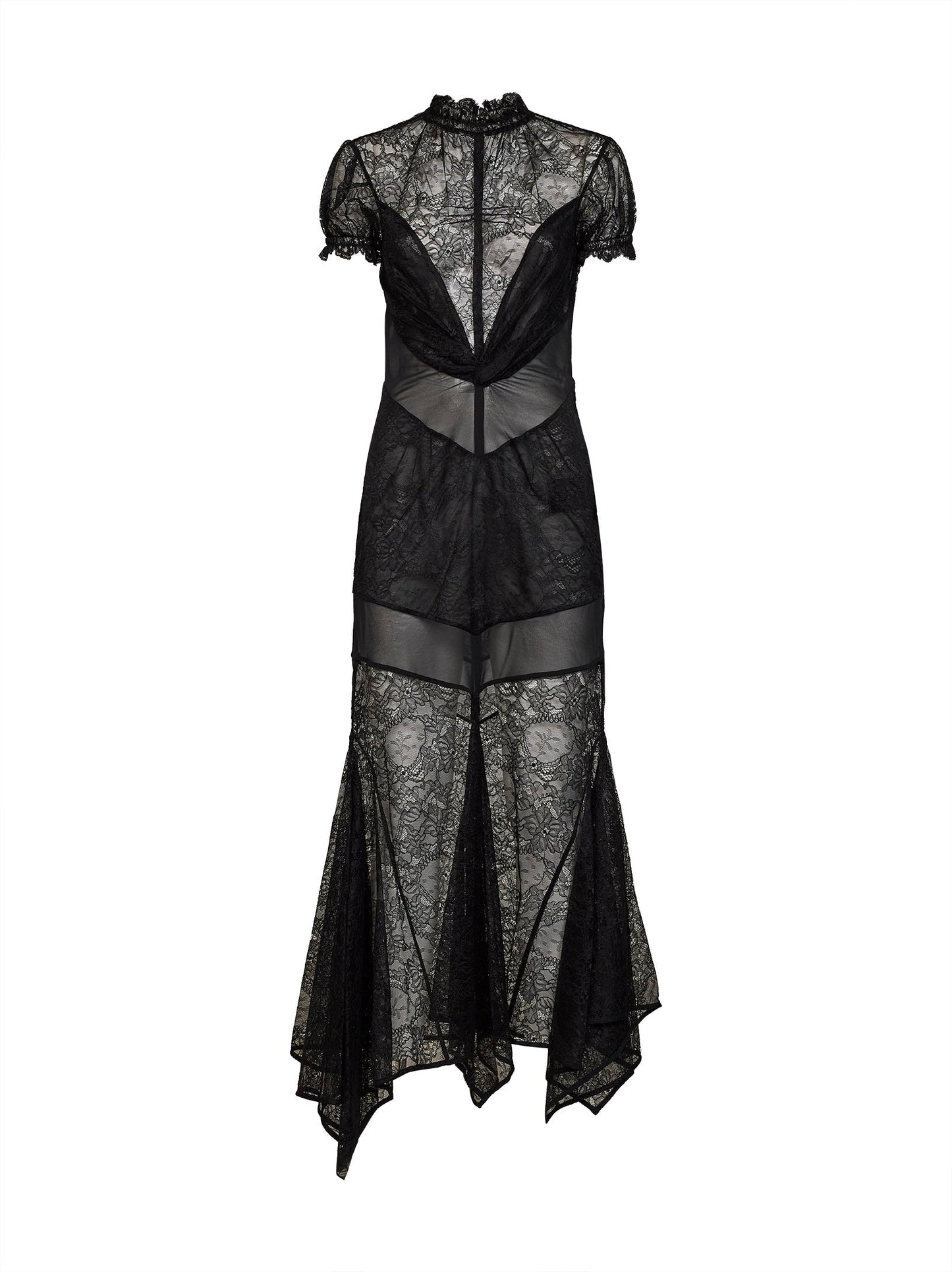 The Attico Women Black Lace Asymmetric Maxi Dress THE ATTICO