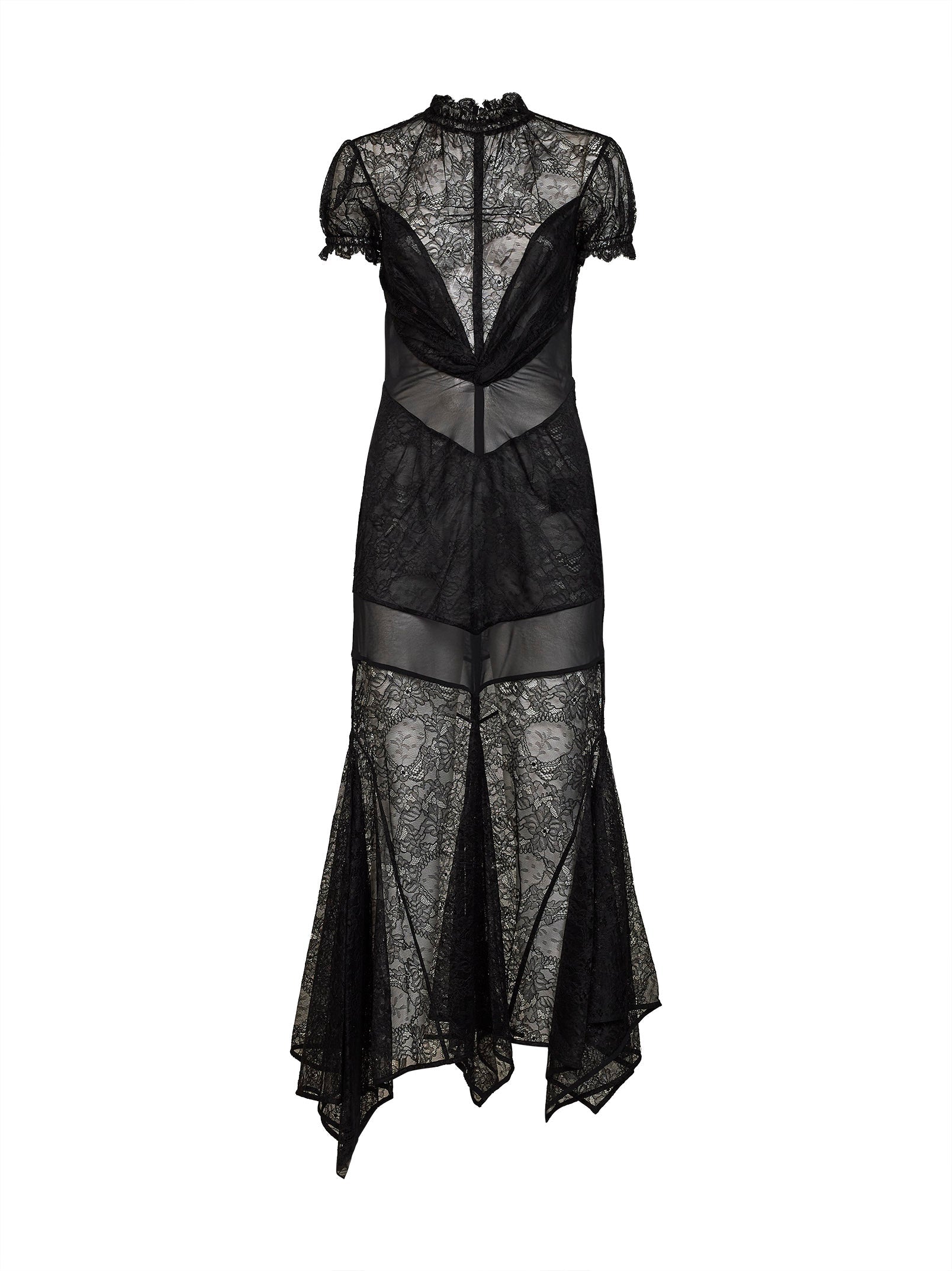 The Attico Women Black Lace Asymmetric Maxi Dress THE ATTICO
