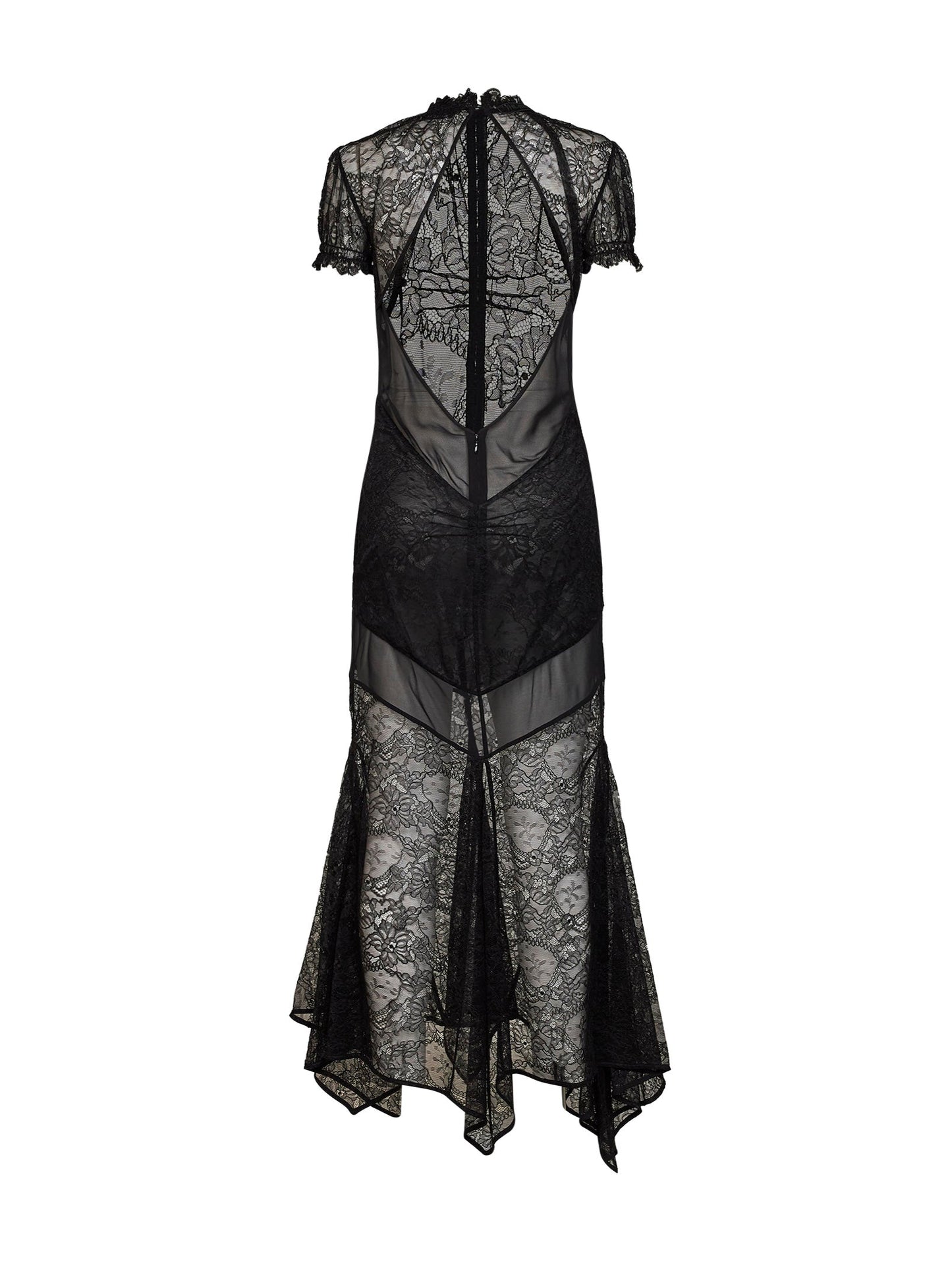 The Attico Women Black Lace Asymmetric Maxi Dress THE ATTICO
