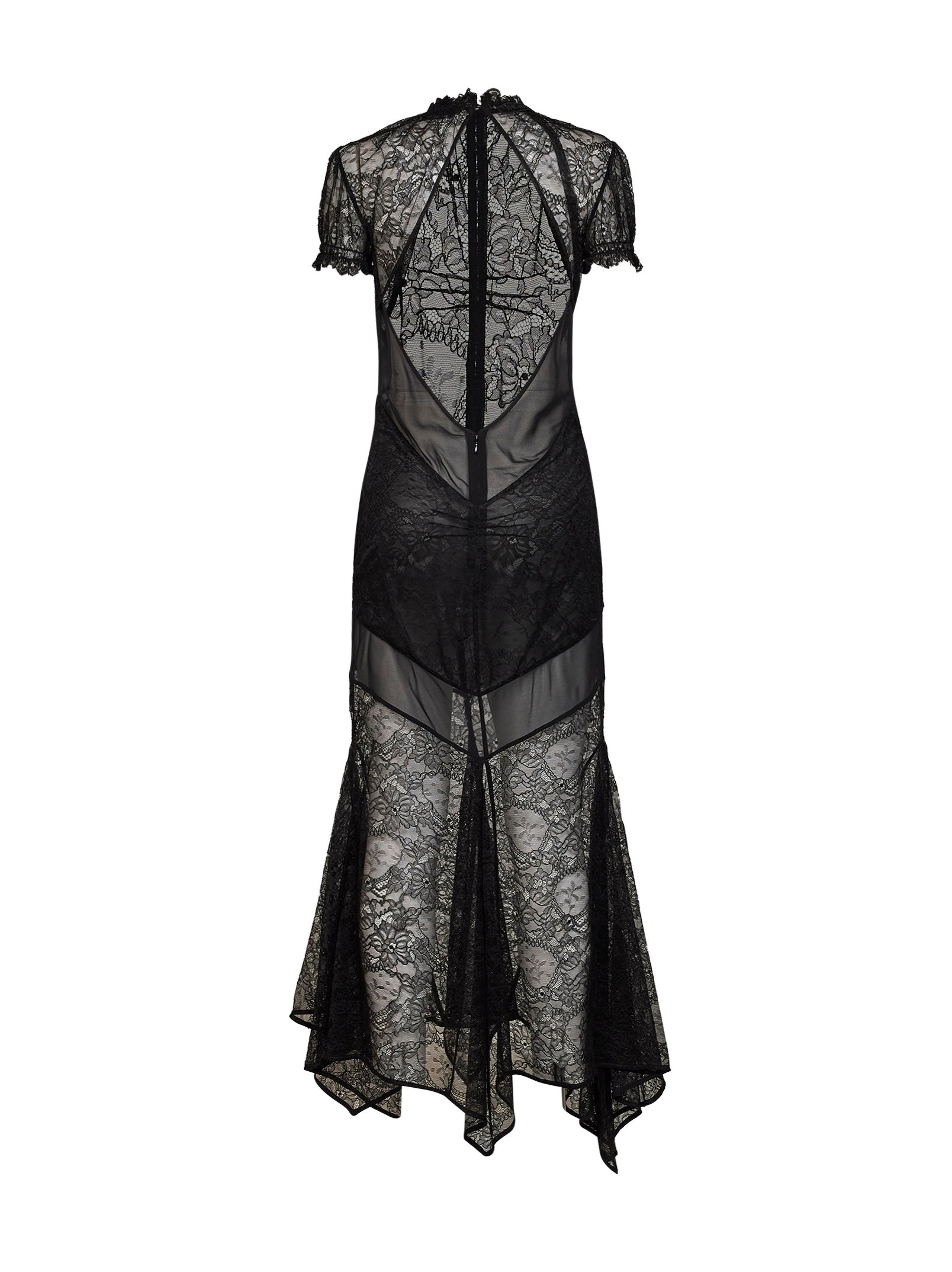 The Attico Women Black Lace Asymmetric Maxi Dress THE ATTICO