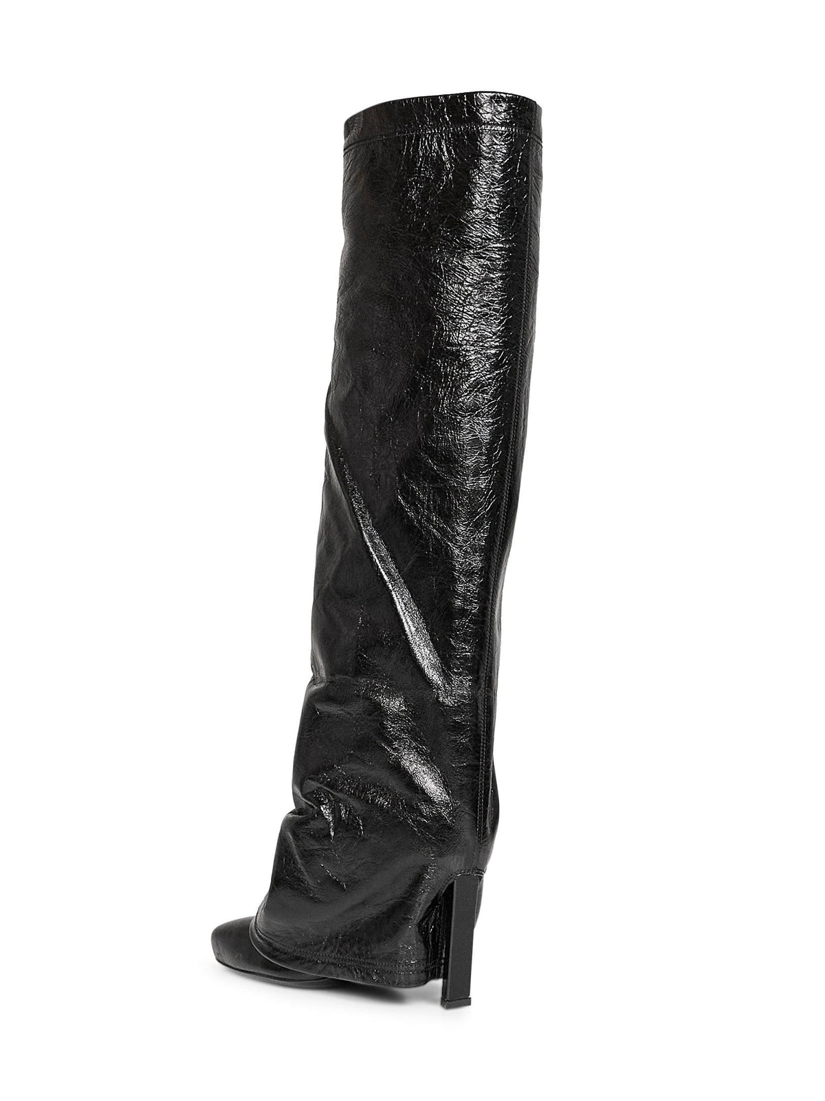 The Attico Women Black Crackled Leather "Leon" High Boots THE ATTICO