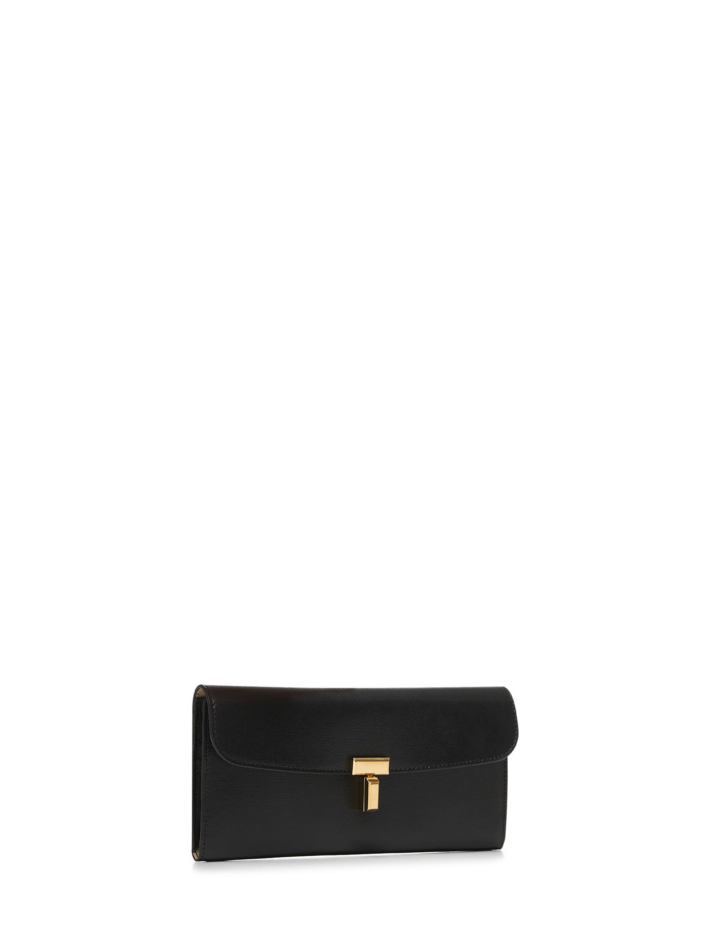 Toteme Women Black Leather T-Lock Wallet TOTEME