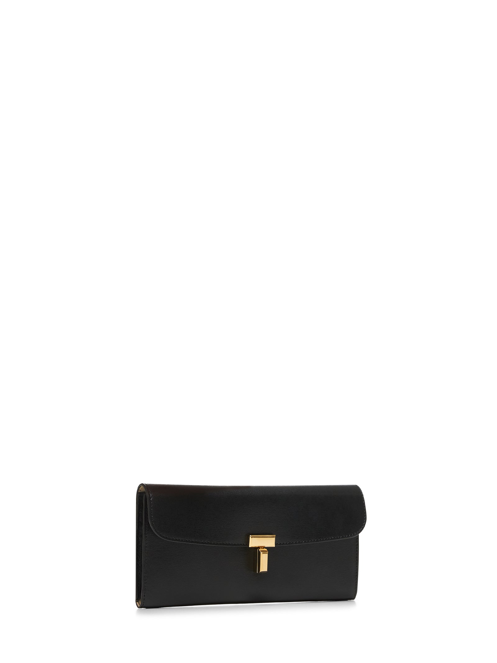 Toteme Women Black Leather T-Lock Wallet TOTEME