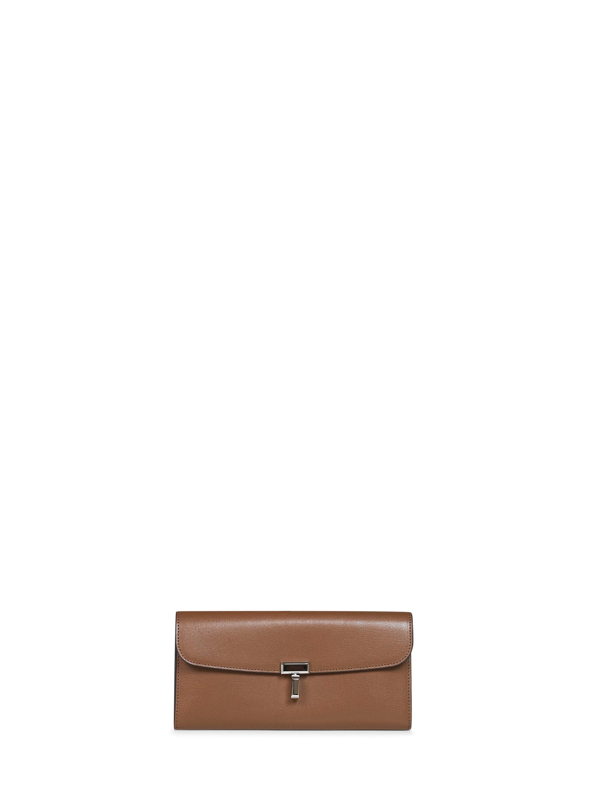 Toteme Women Tiramisu Brown Palmellato Leather T-Lock Wallet TOTEME