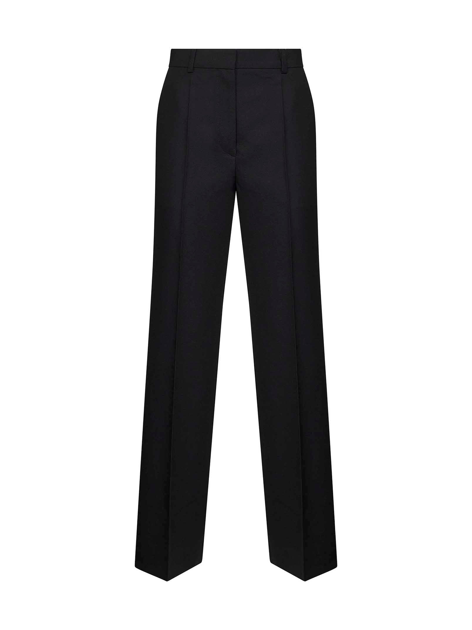 Toteme Women Black Wool Blend Canvas Straight-Leg Suit Trousers TOTEME