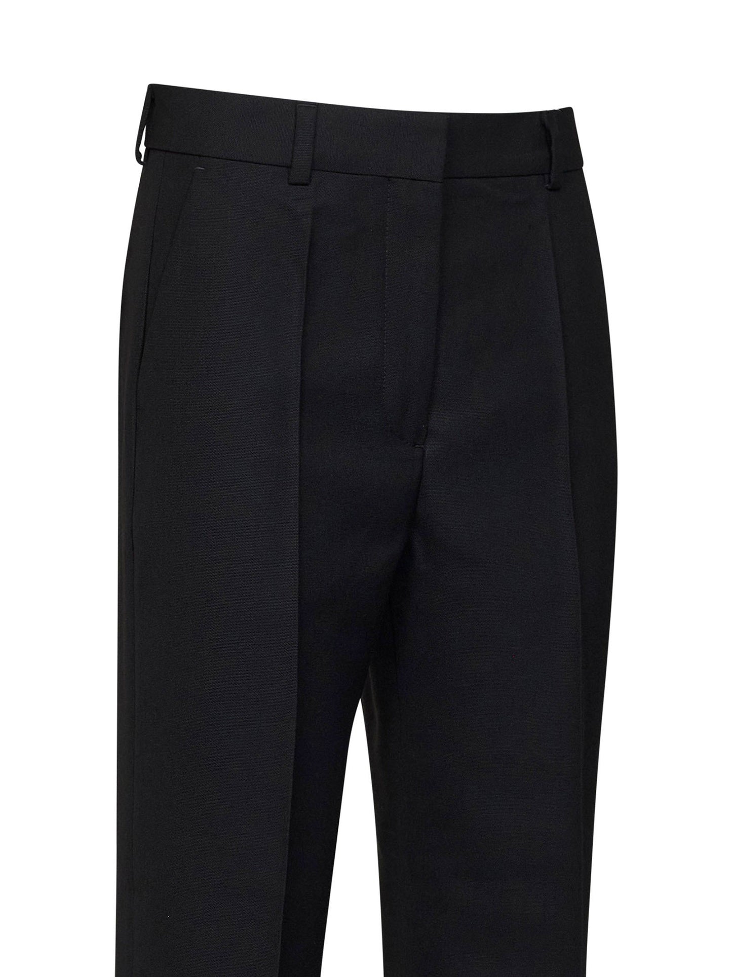 Toteme Women Black Wool Blend Canvas Straight-Leg Suit Trousers TOTEME