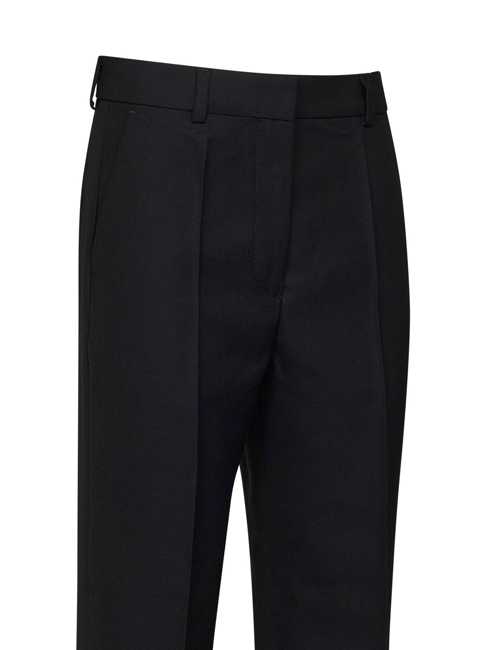 Toteme Women Black Wool Blend Canvas Straight-Leg Suit Trousers TOTEME