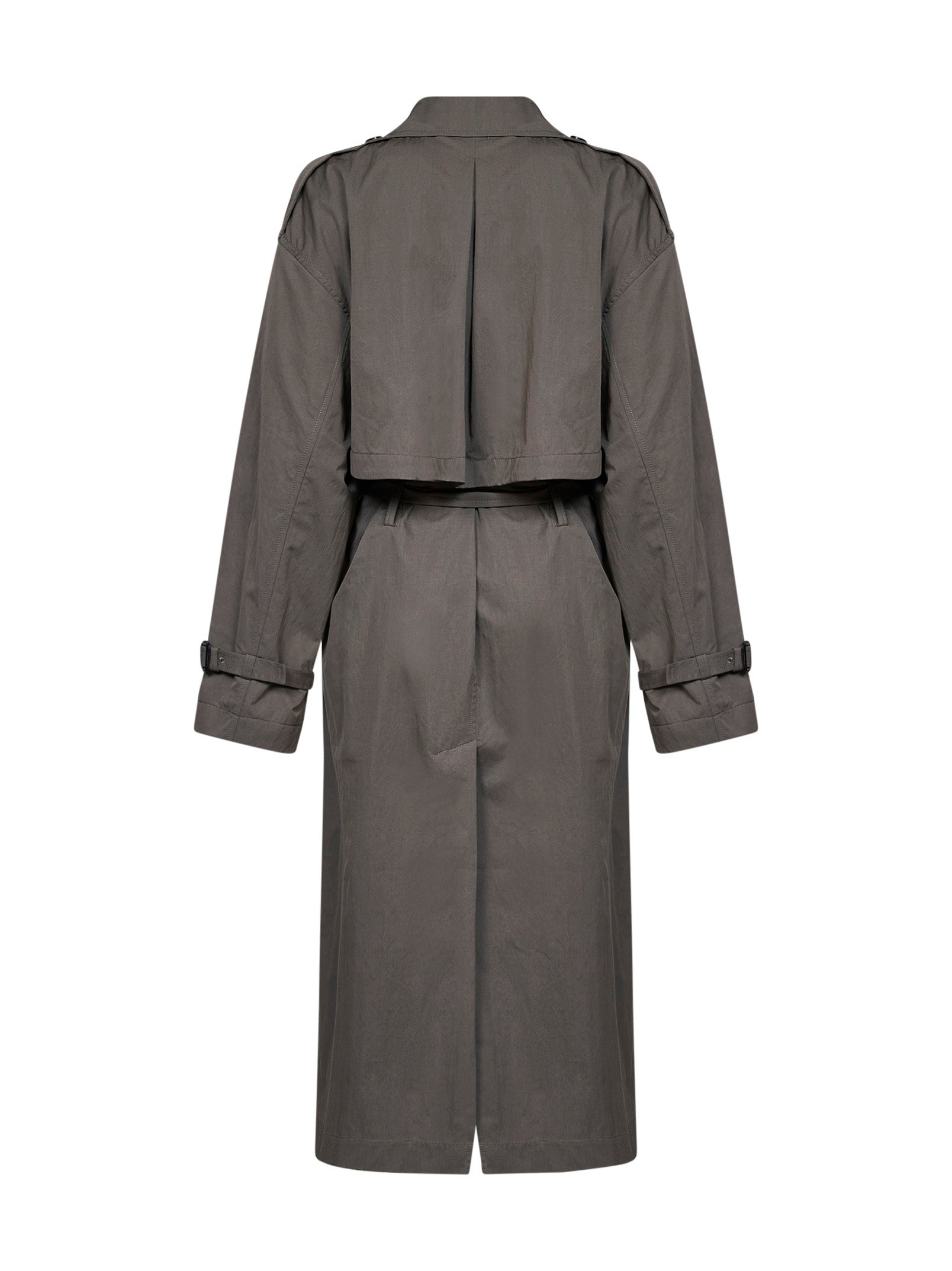 Toteme Women Taupe Crisp Cotton Blend Double-Breasted Trench Coat TOTEME