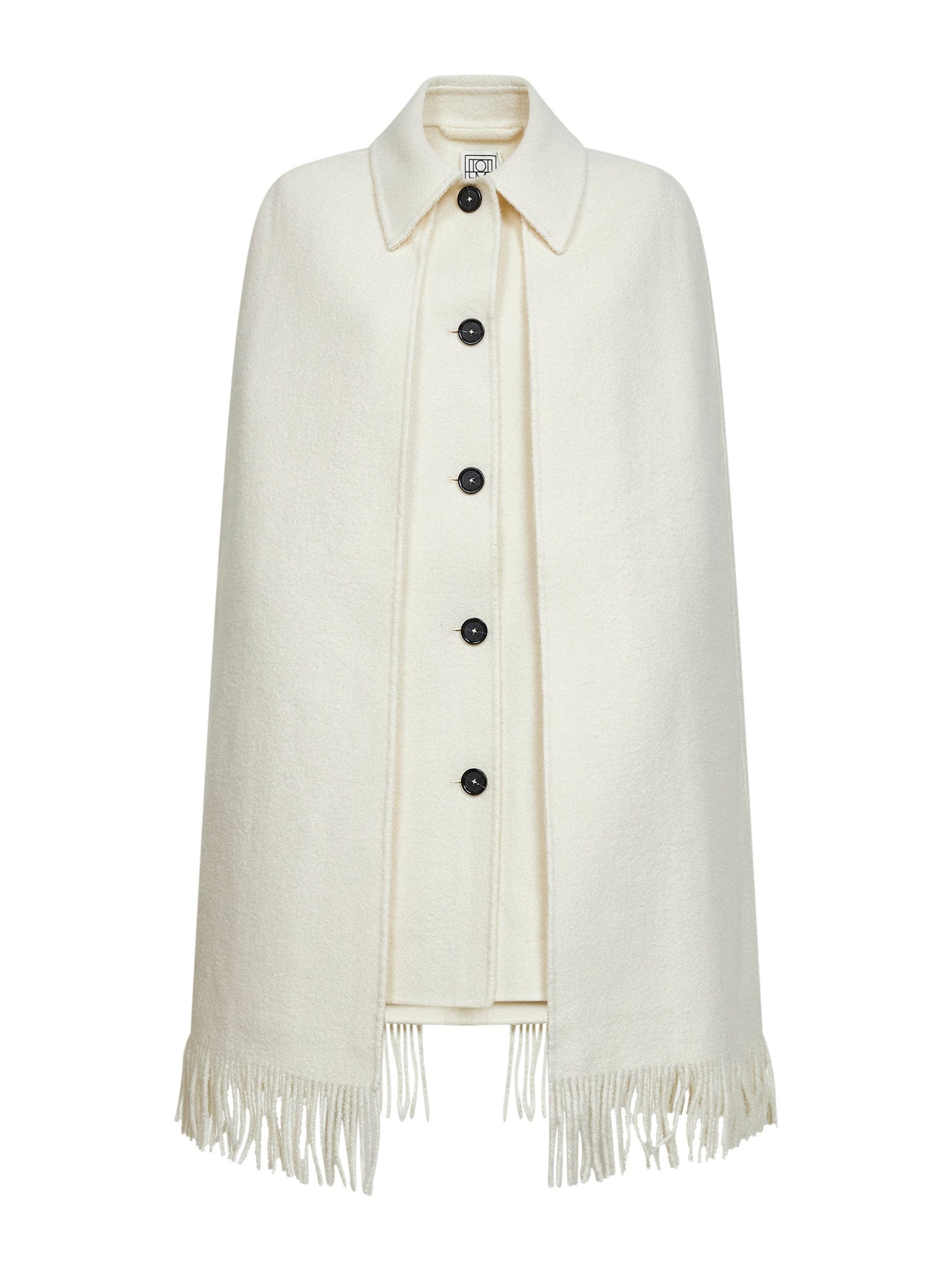 Toteme Women White Bouclé Fringe Cape Coat TOTEME