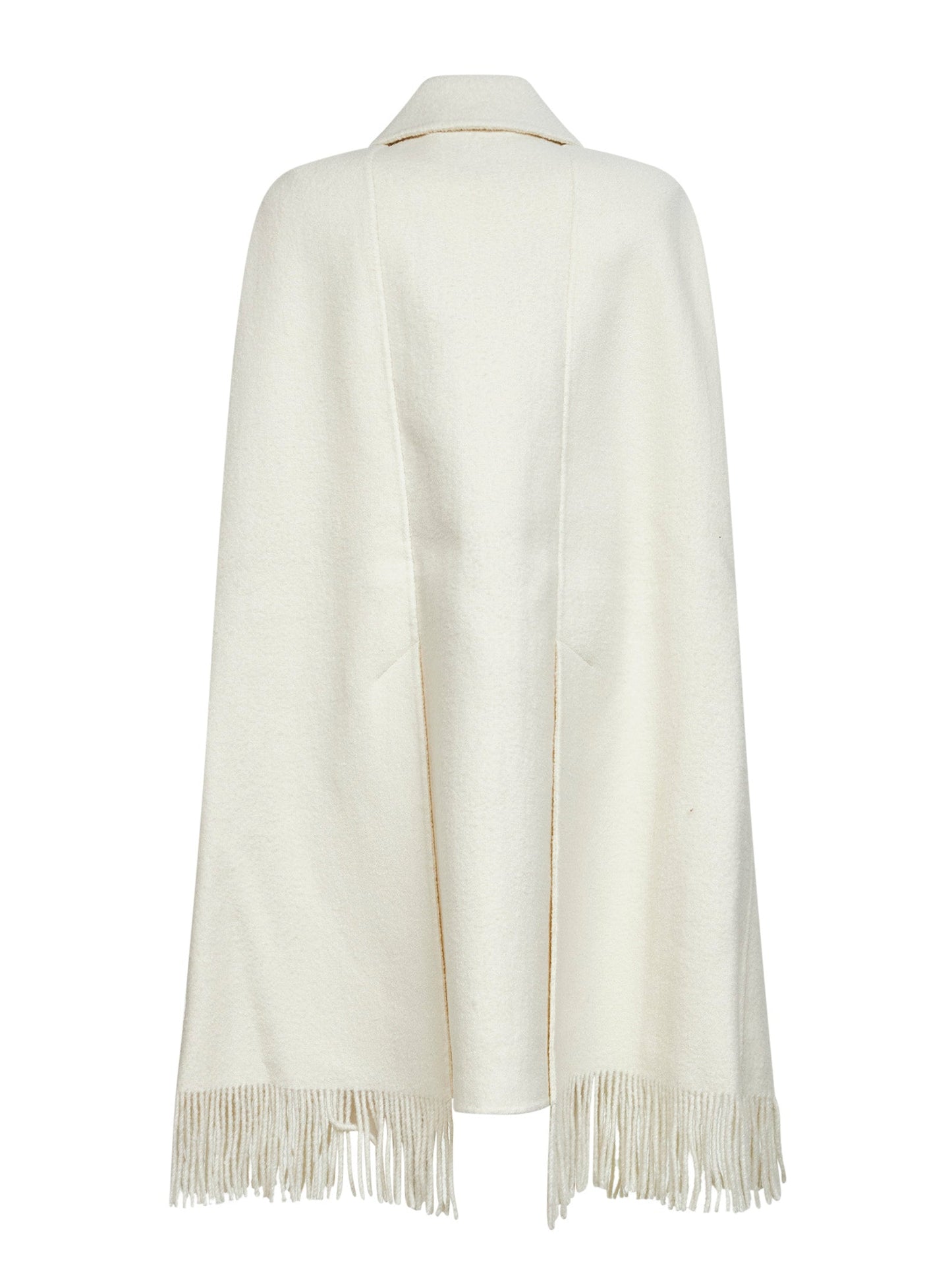 Toteme Women White Bouclé Fringe Cape Coat TOTEME