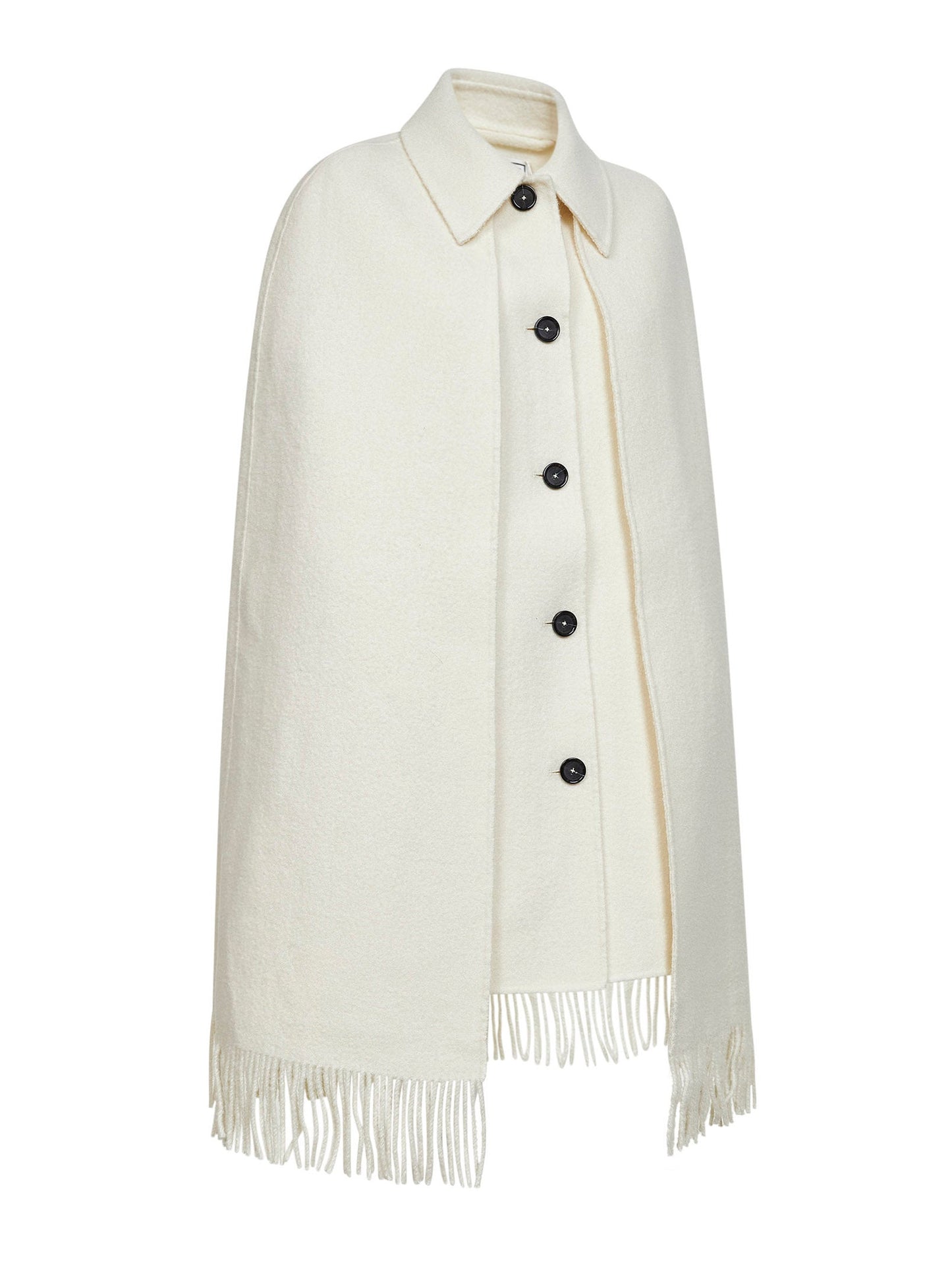 Toteme Women White Bouclé Fringe Cape Coat TOTEME