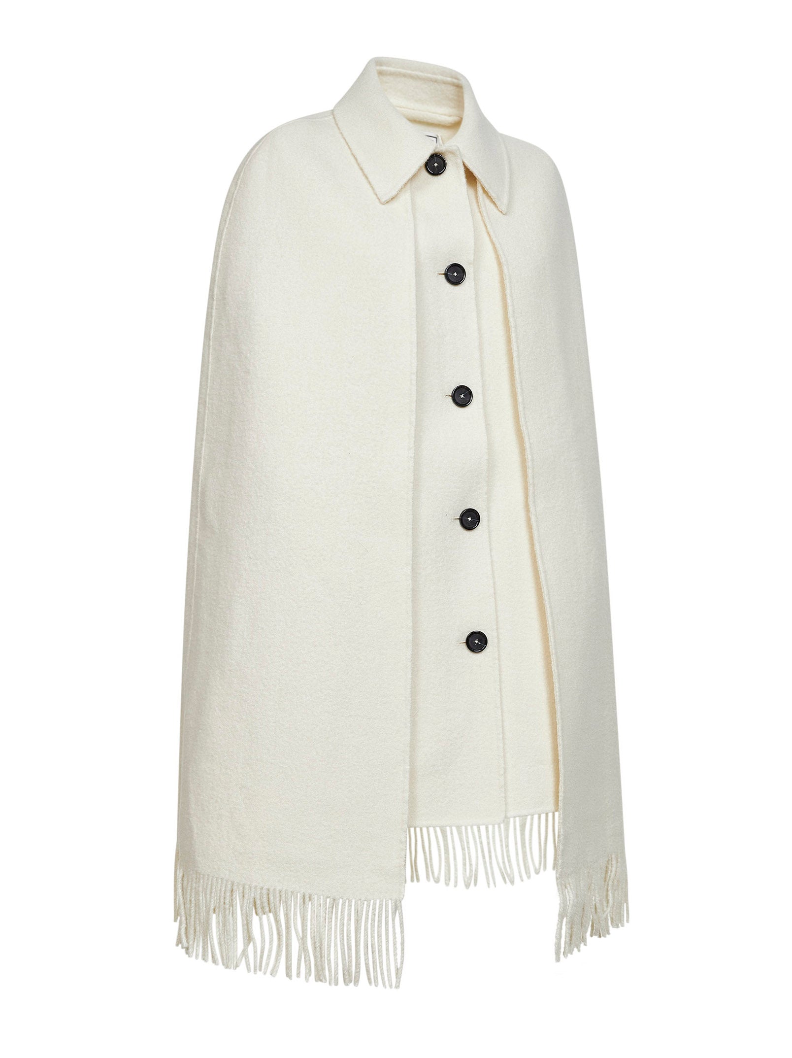 Toteme Women White Bouclé Fringe Cape Coat TOTEME
