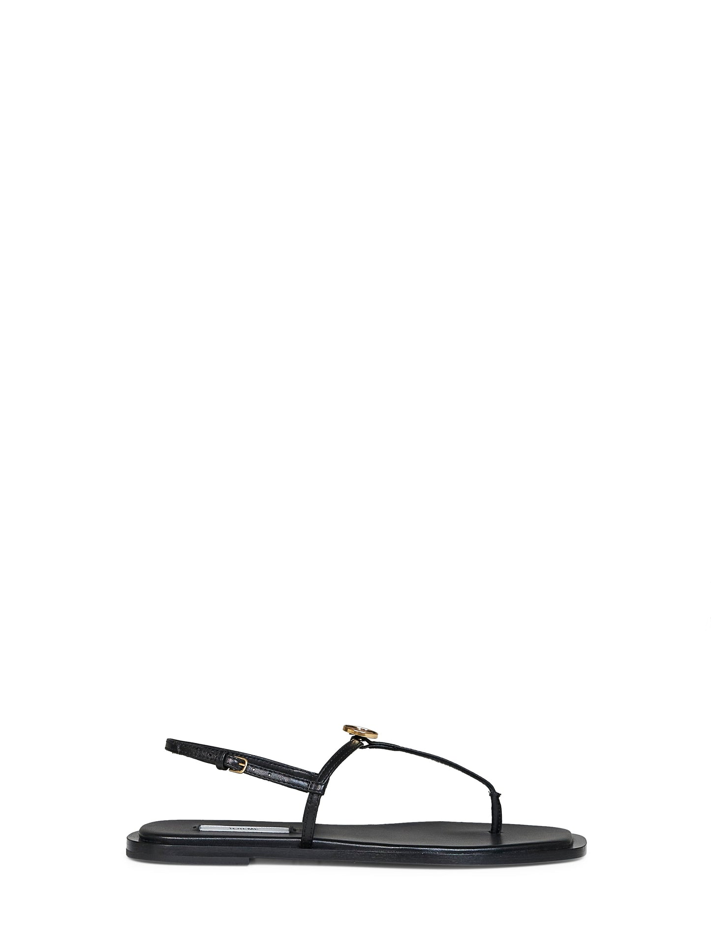 Toteme Women Black Nappa Leather T-Strap Thong Sandals TOTEME