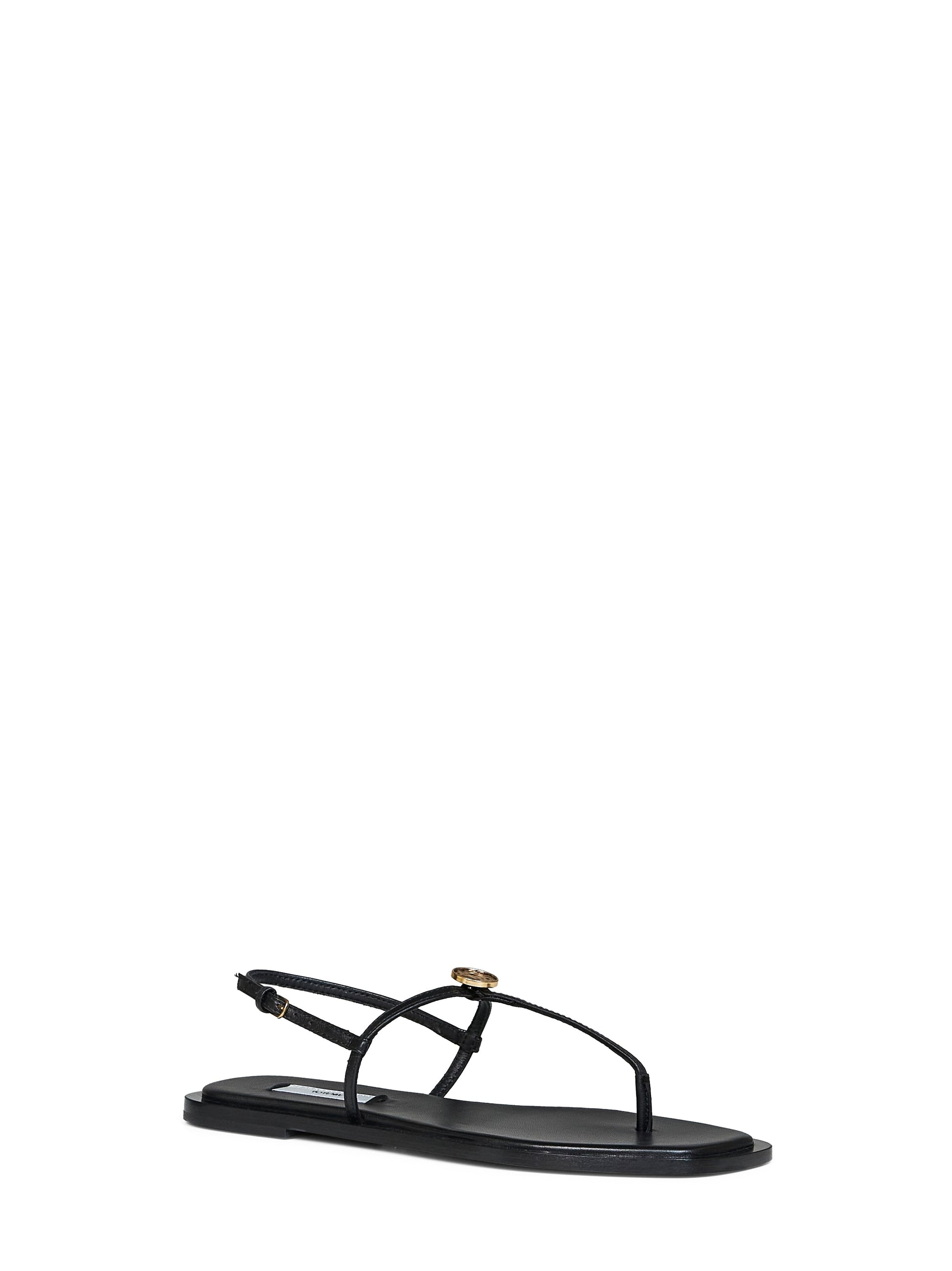 Toteme Women Black Nappa Leather T-Strap Thong Sandals TOTEME
