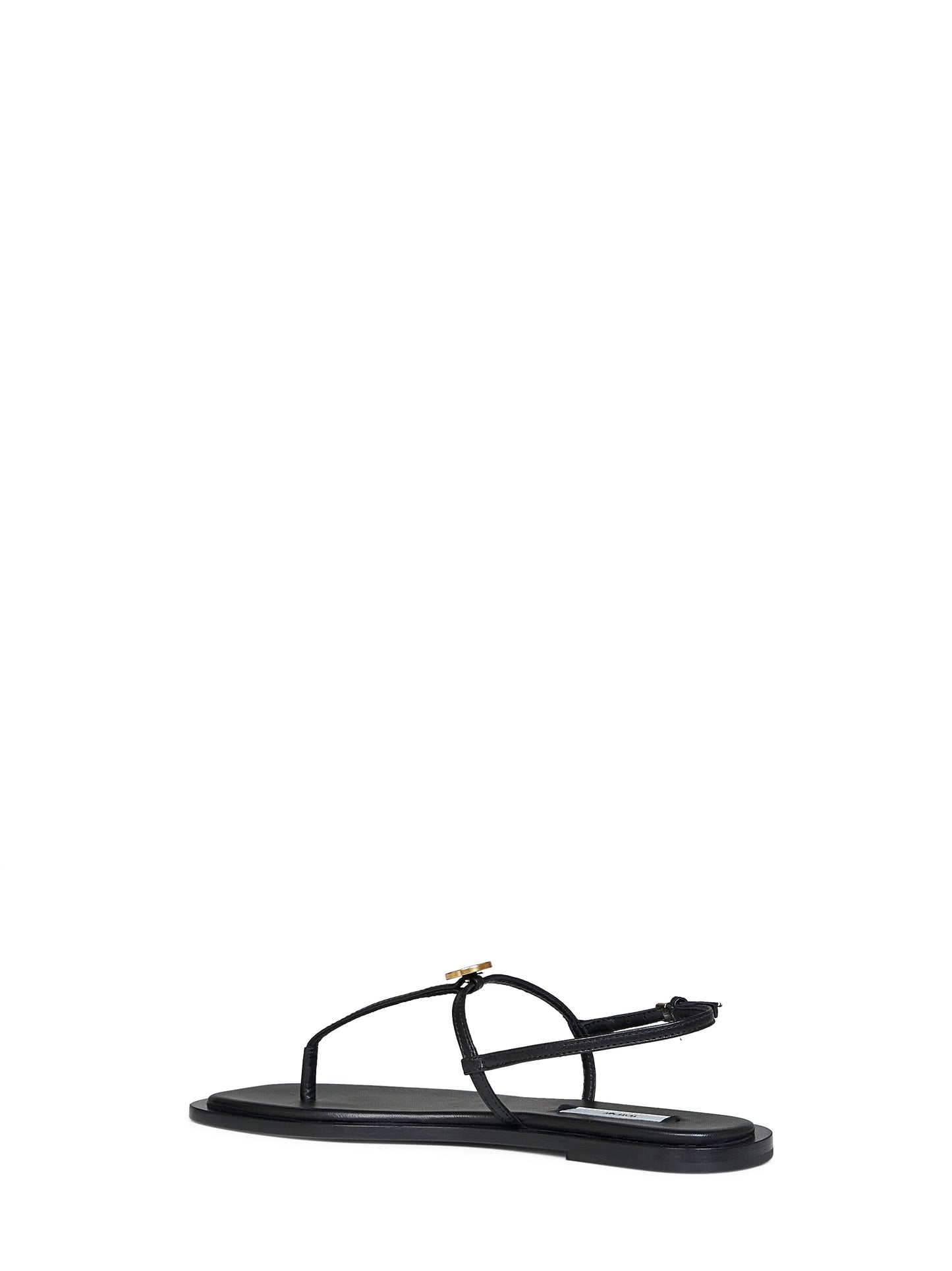 Toteme Women Black Nappa Leather T-Strap Thong Sandals TOTEME