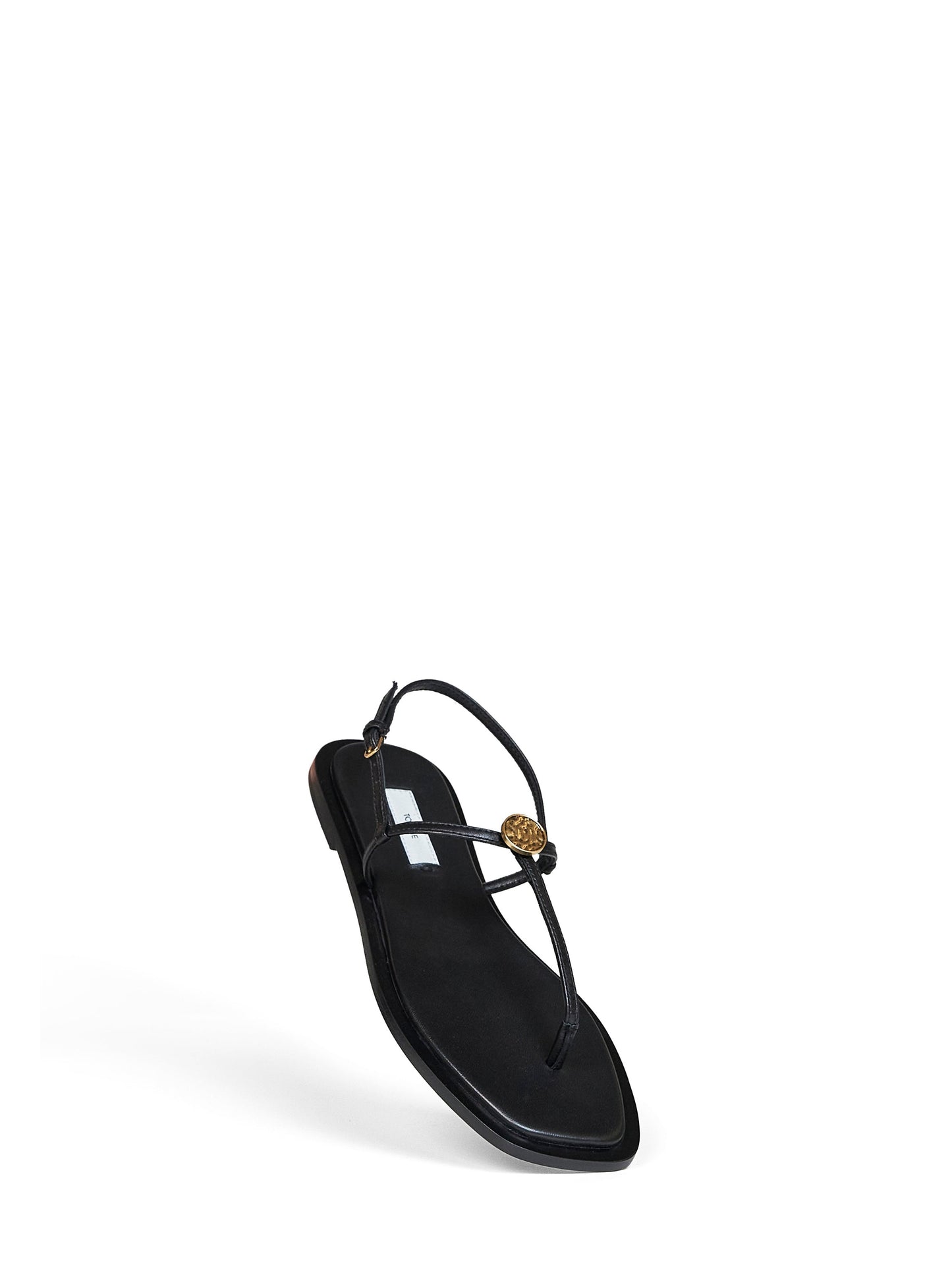 Toteme Women Black Nappa Leather T-Strap Thong Sandals TOTEME