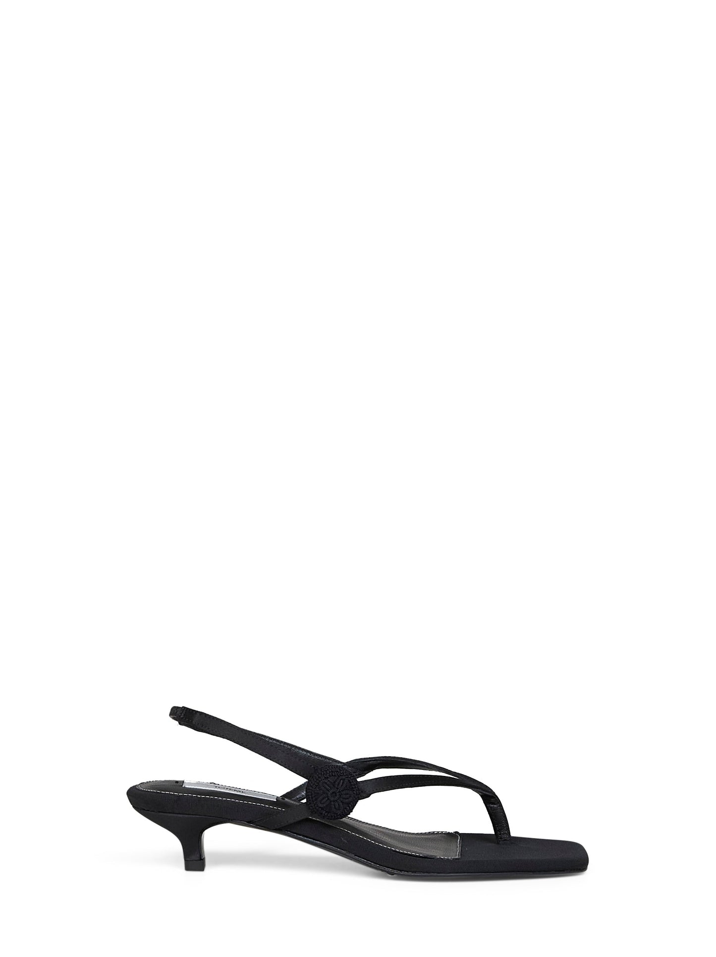 Toteme Women Black Satin Flip Flops Slingback Sandals TOTEME