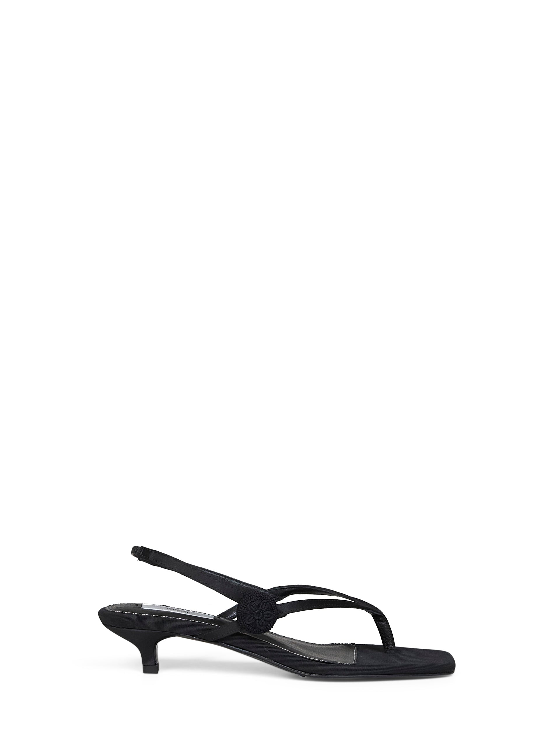 Toteme Women Black Satin Flip Flops Slingback Sandals TOTEME