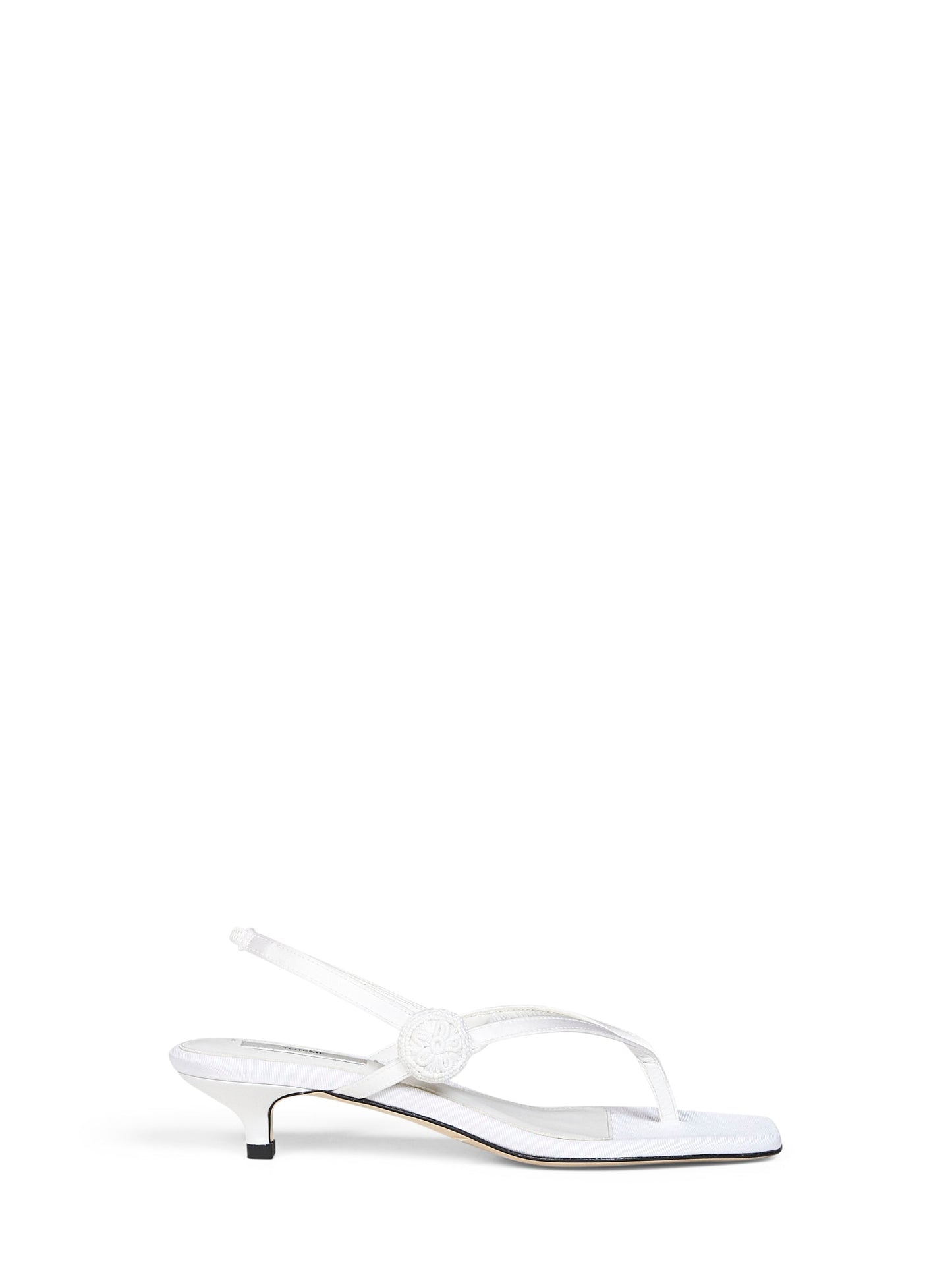 Toteme Women Ecru Satin Flip Flops Slingback Sandals TOTEME