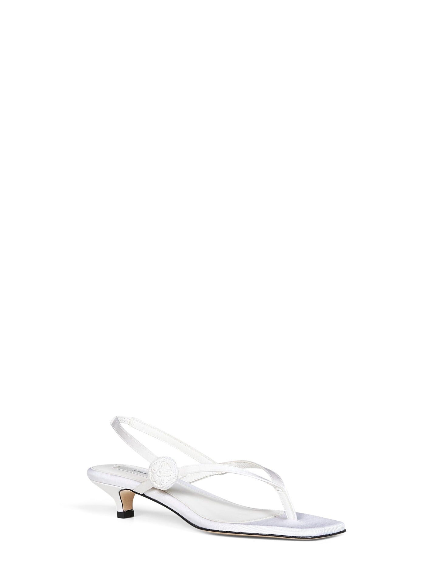 Toteme Women Ecru Satin Flip Flops Slingback Sandals TOTEME