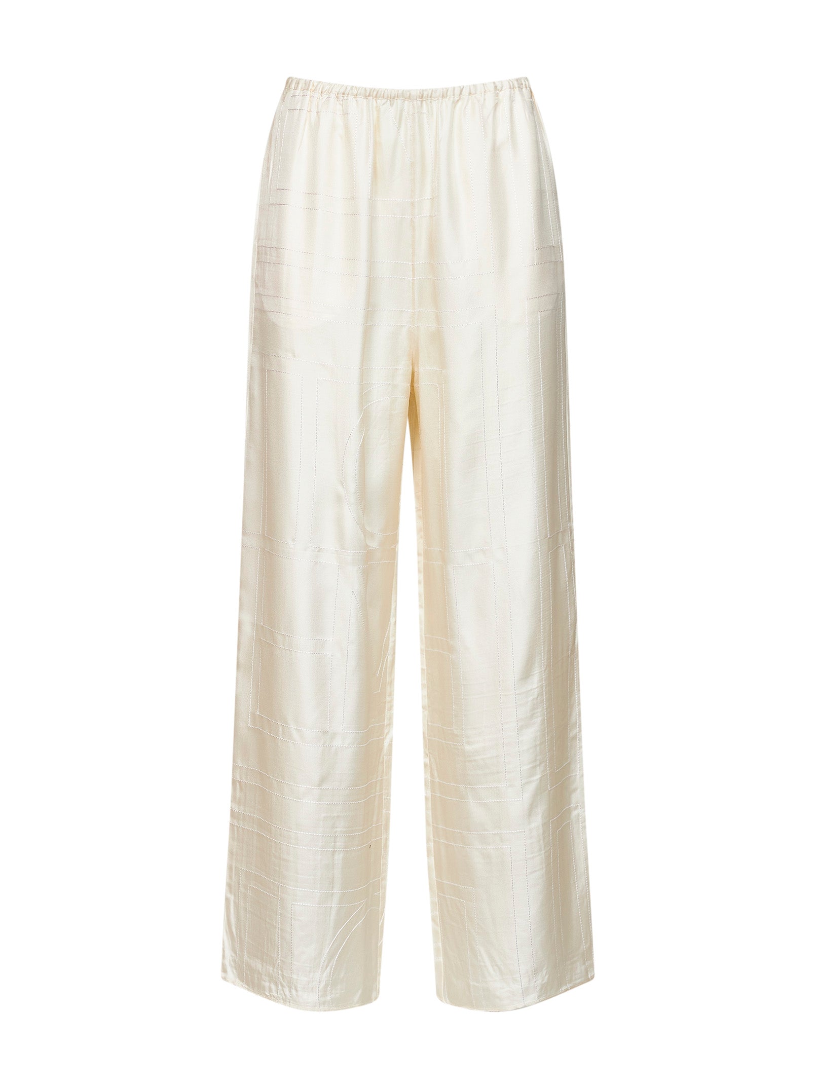 Toteme Women Cream Monogram Silk Pj Trousers TOTEME