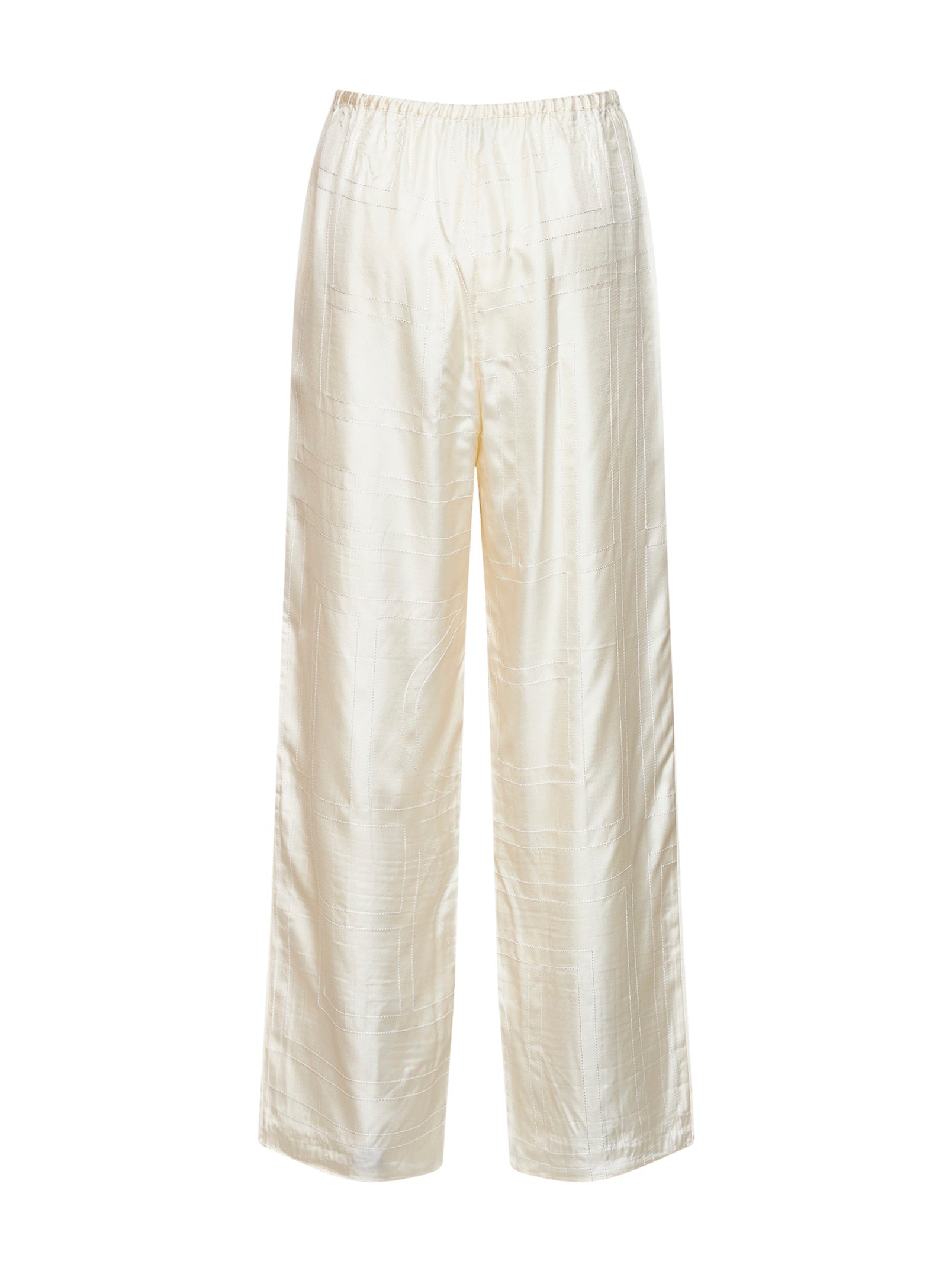 Toteme Women Cream Monogram Silk Pj Trousers TOTEME