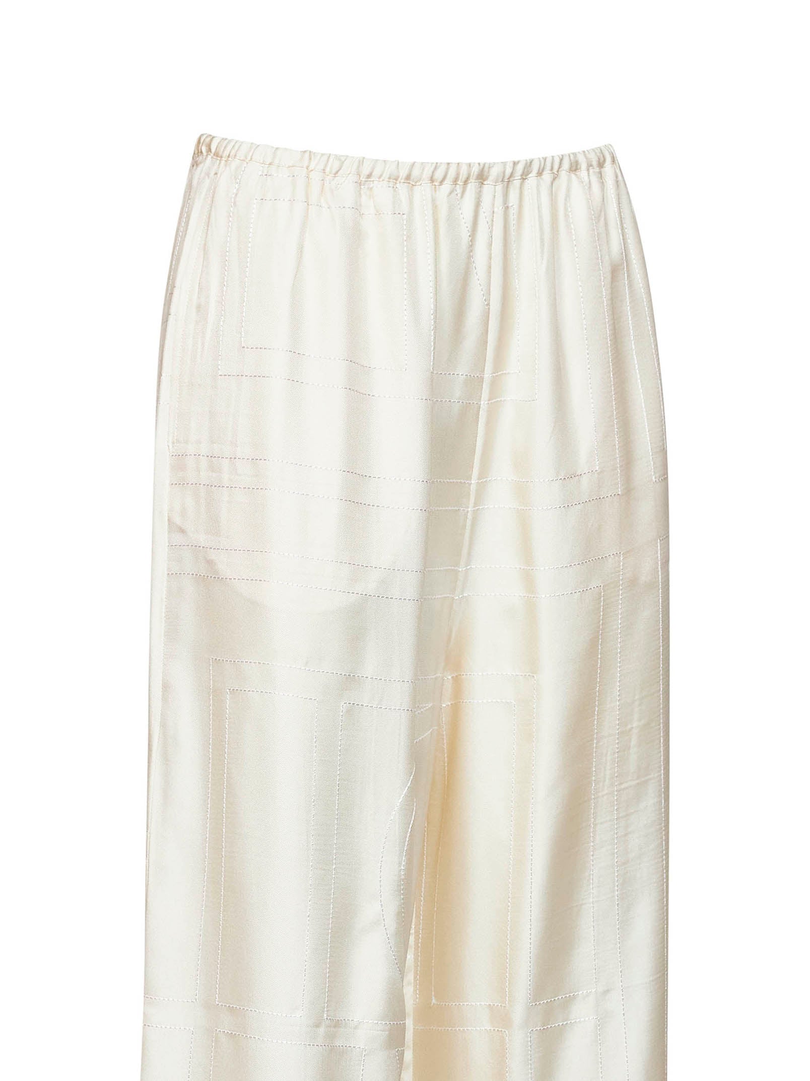 Toteme Women Cream Monogram Silk Pj Trousers TOTEME