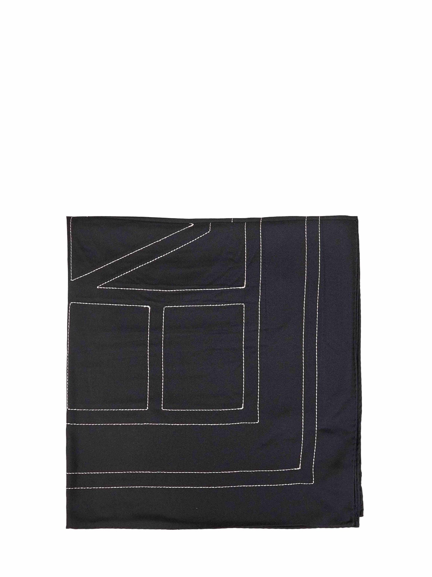 Toteme Women Black Silk Embroidered Monogram Scarf TOTEME