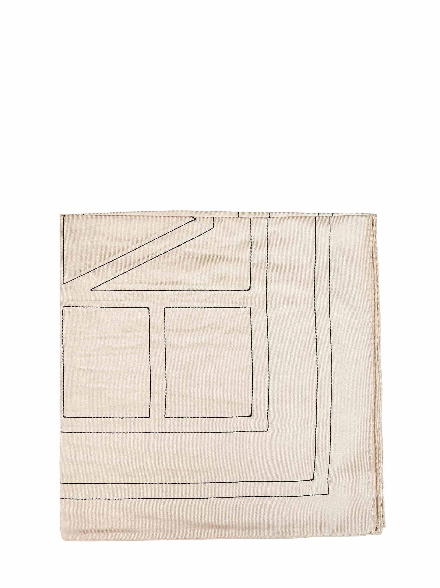 Toteme Women Ivory Silk Embroidered Monogram Scarf TOTEME