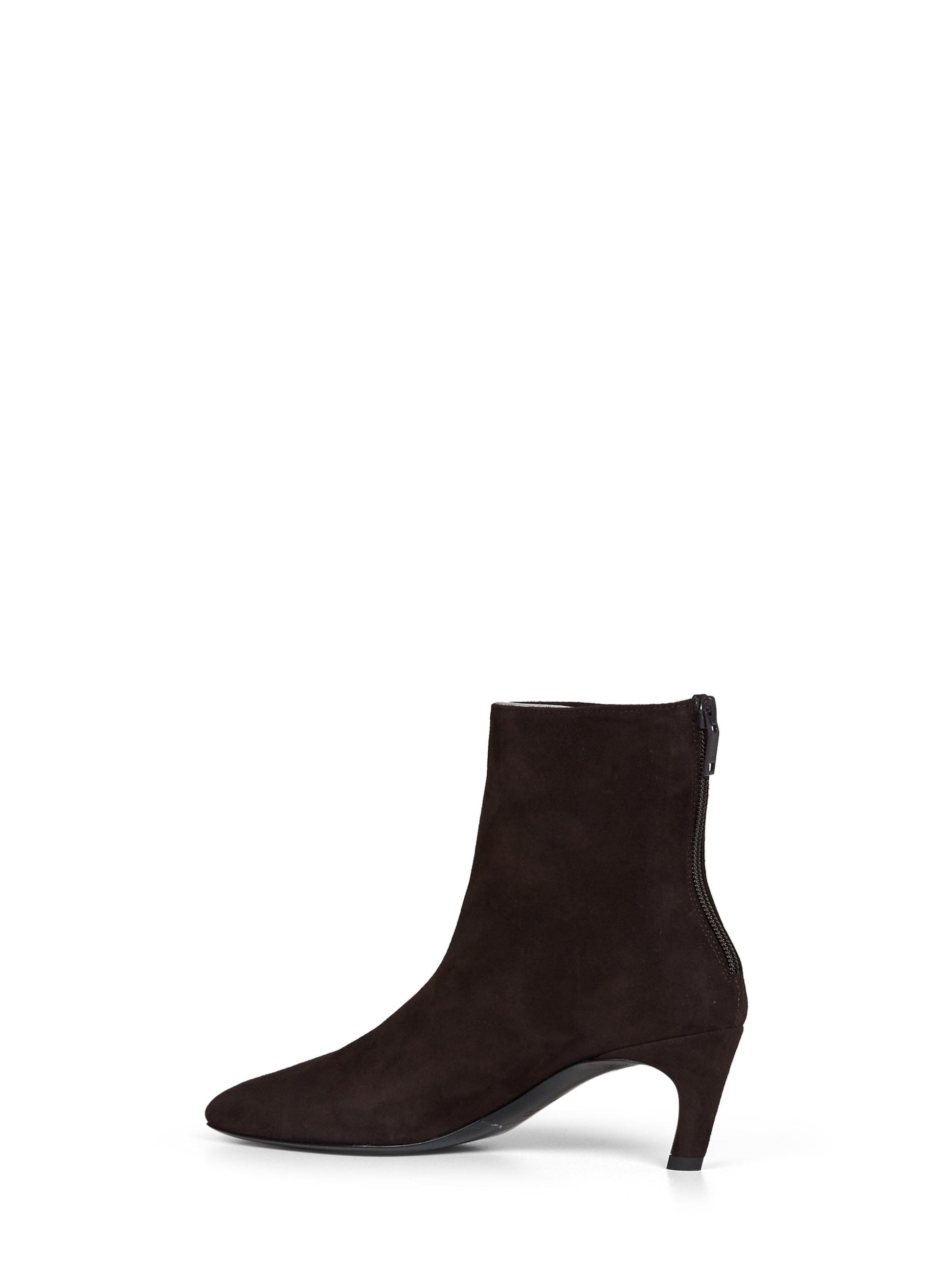 Toteme Women Brown Soft Suede Mid-Heel Ankle Boots TOTEME