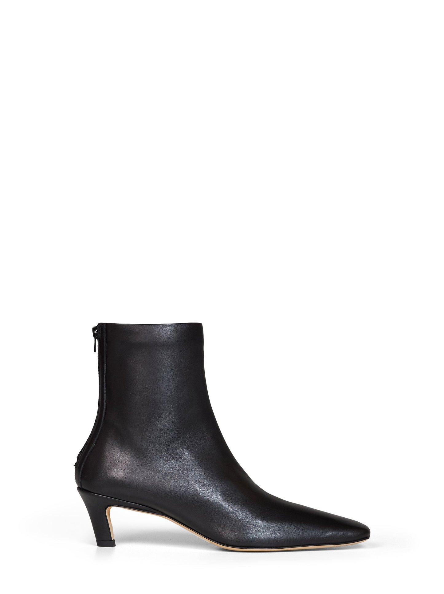 Toteme Women Black Soft Nappa Leather Mid-Heel Ankle Boots TOTEME