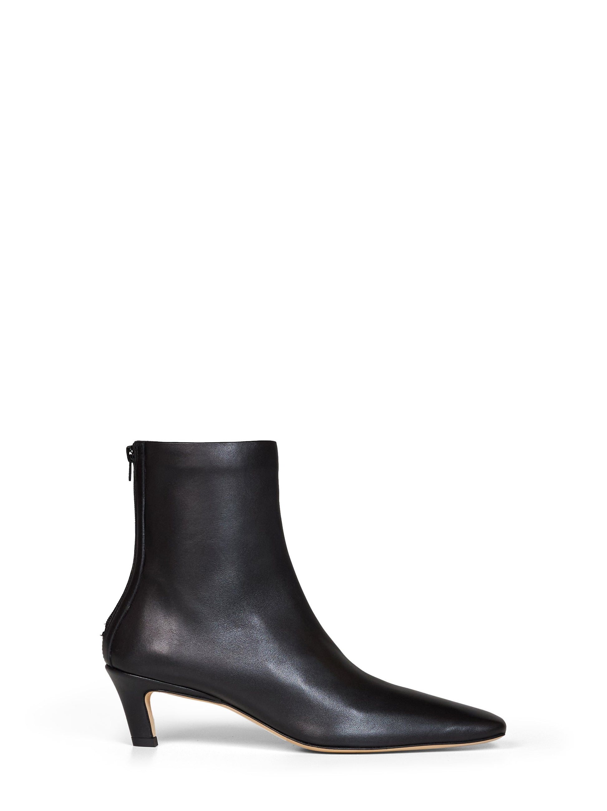 Toteme Women Black Soft Nappa Leather Mid-Heel Ankle Boots TOTEME