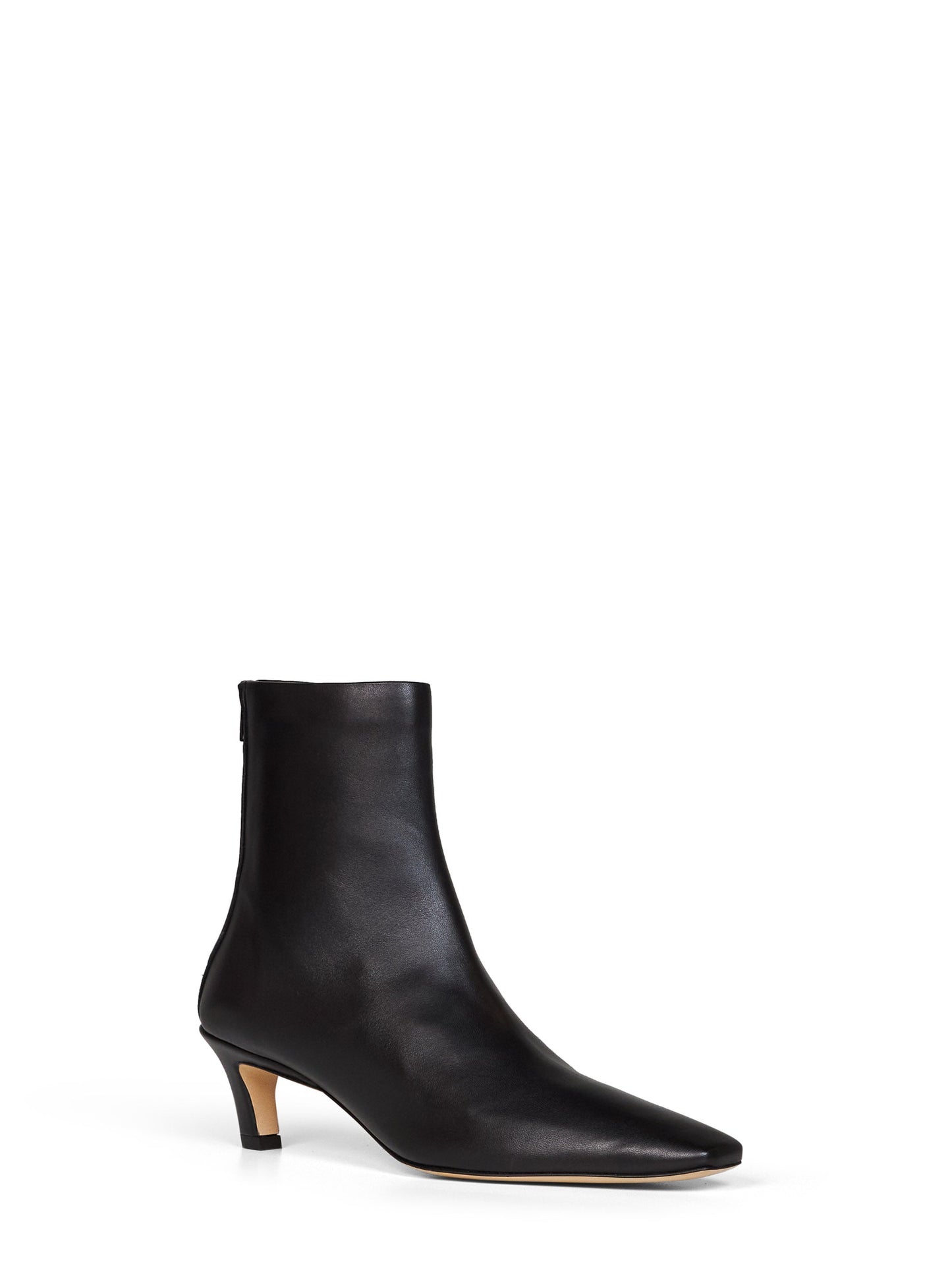 Toteme Women Black Soft Nappa Leather Mid-Heel Ankle Boots TOTEME