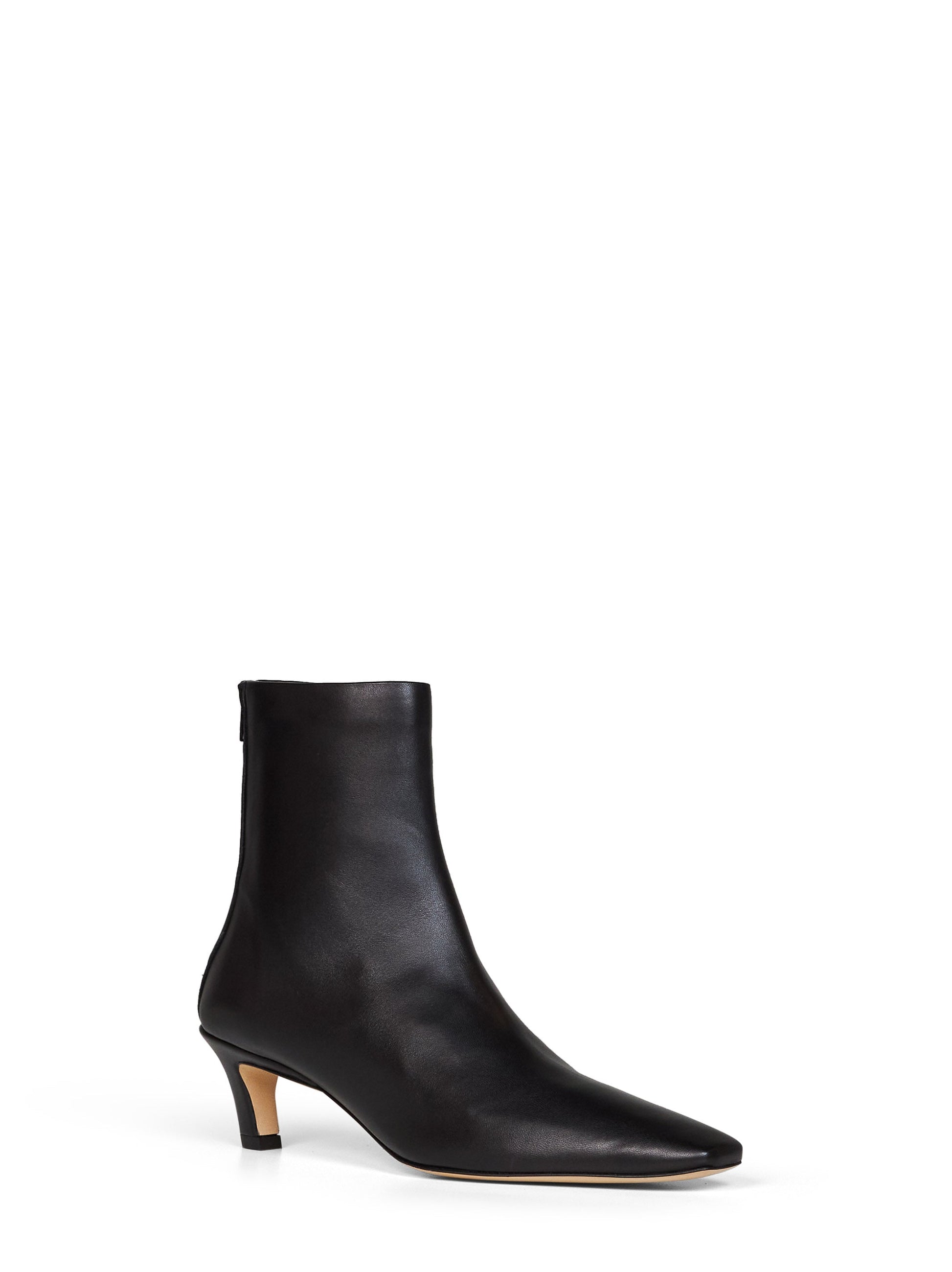 Toteme Women Black Soft Nappa Leather Mid-Heel Ankle Boots TOTEME
