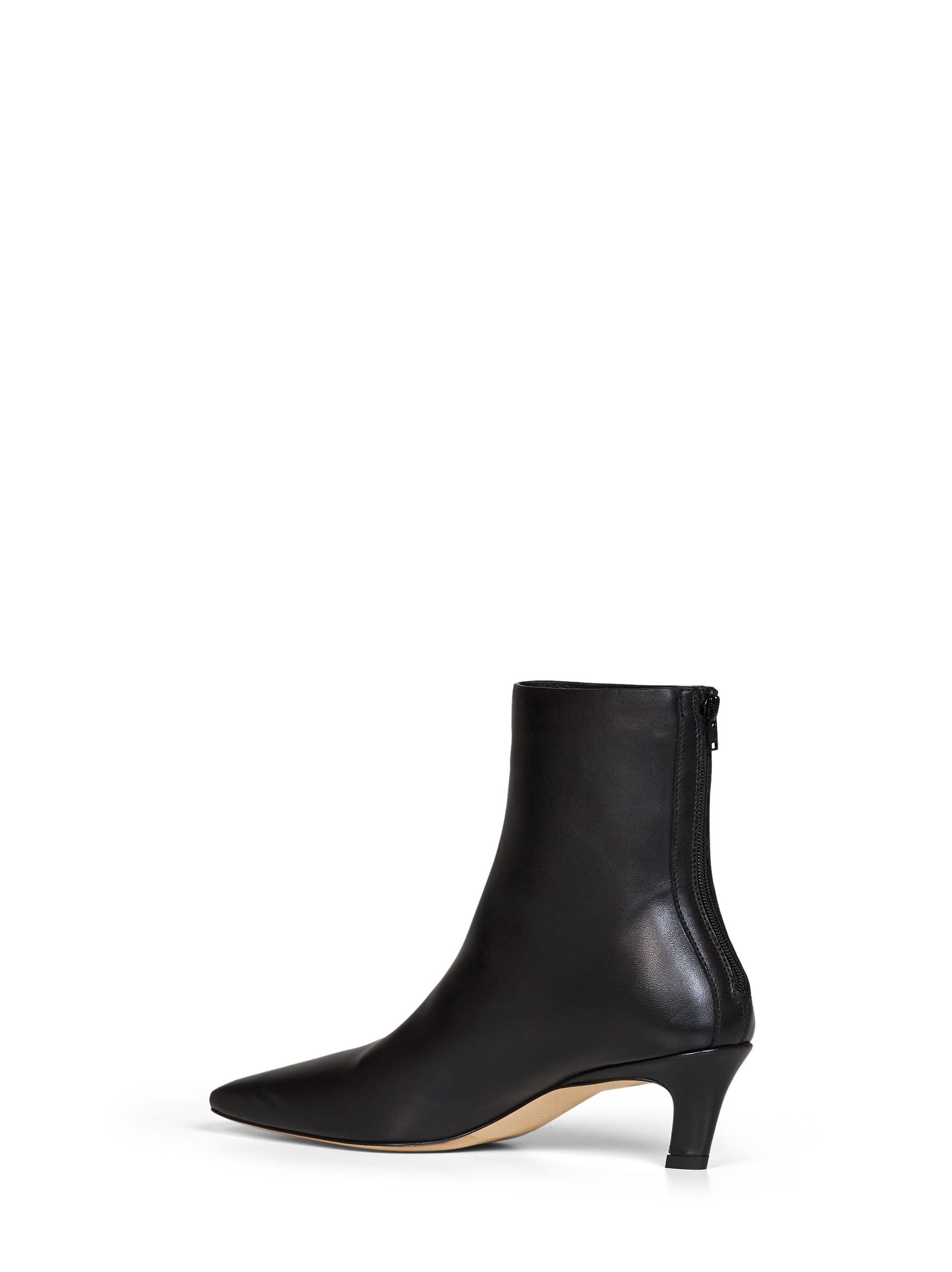 Toteme Women Black Soft Nappa Leather Mid-Heel Ankle Boots TOTEME
