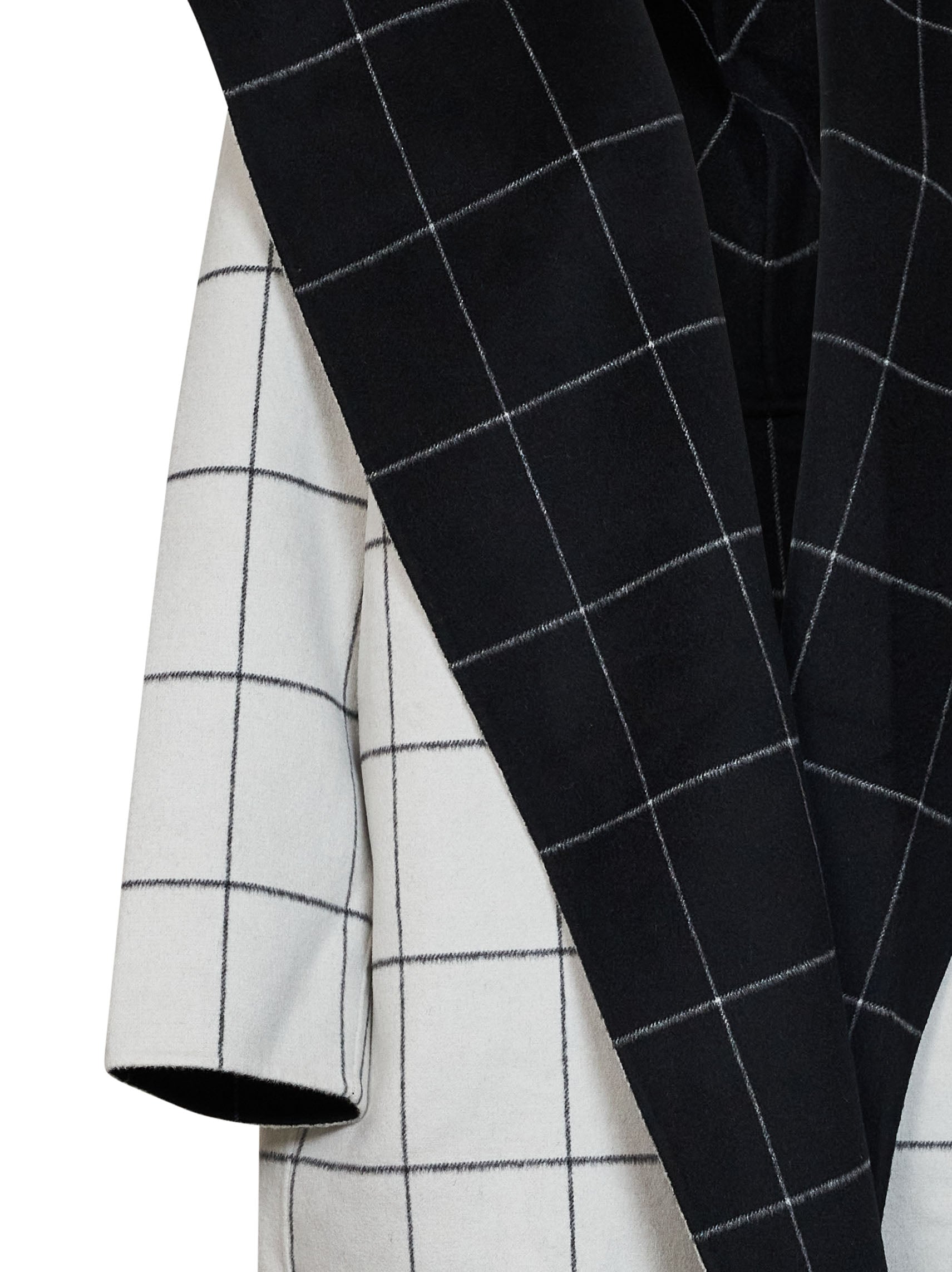 Toteme Women Black And White Check Double Hooded Coat TOTEME