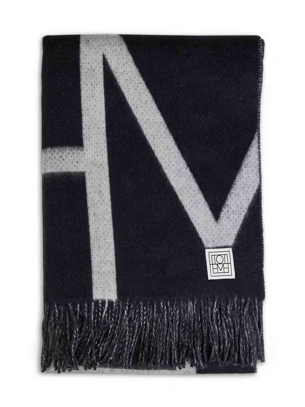 Toteme Women Black Brushed Wool Monogram Scarf TOTEME