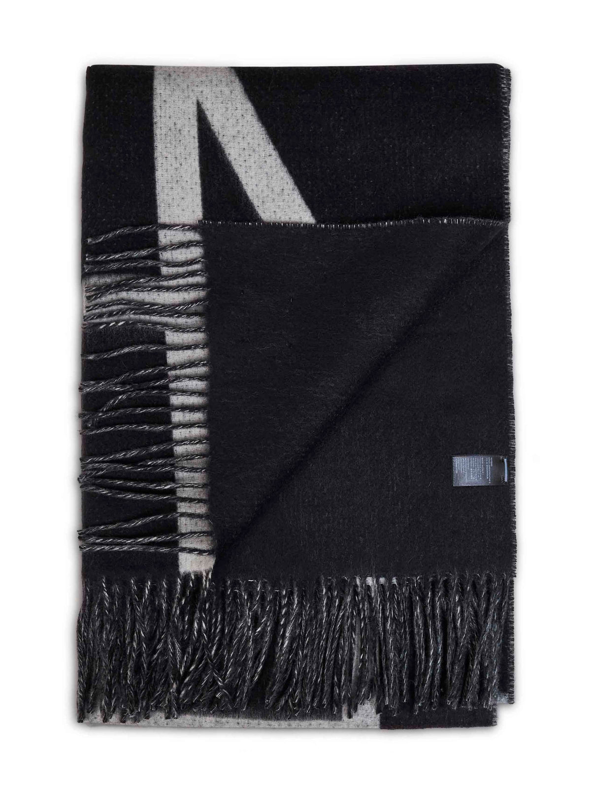 Toteme Women Black Brushed Wool Monogram Scarf TOTEME