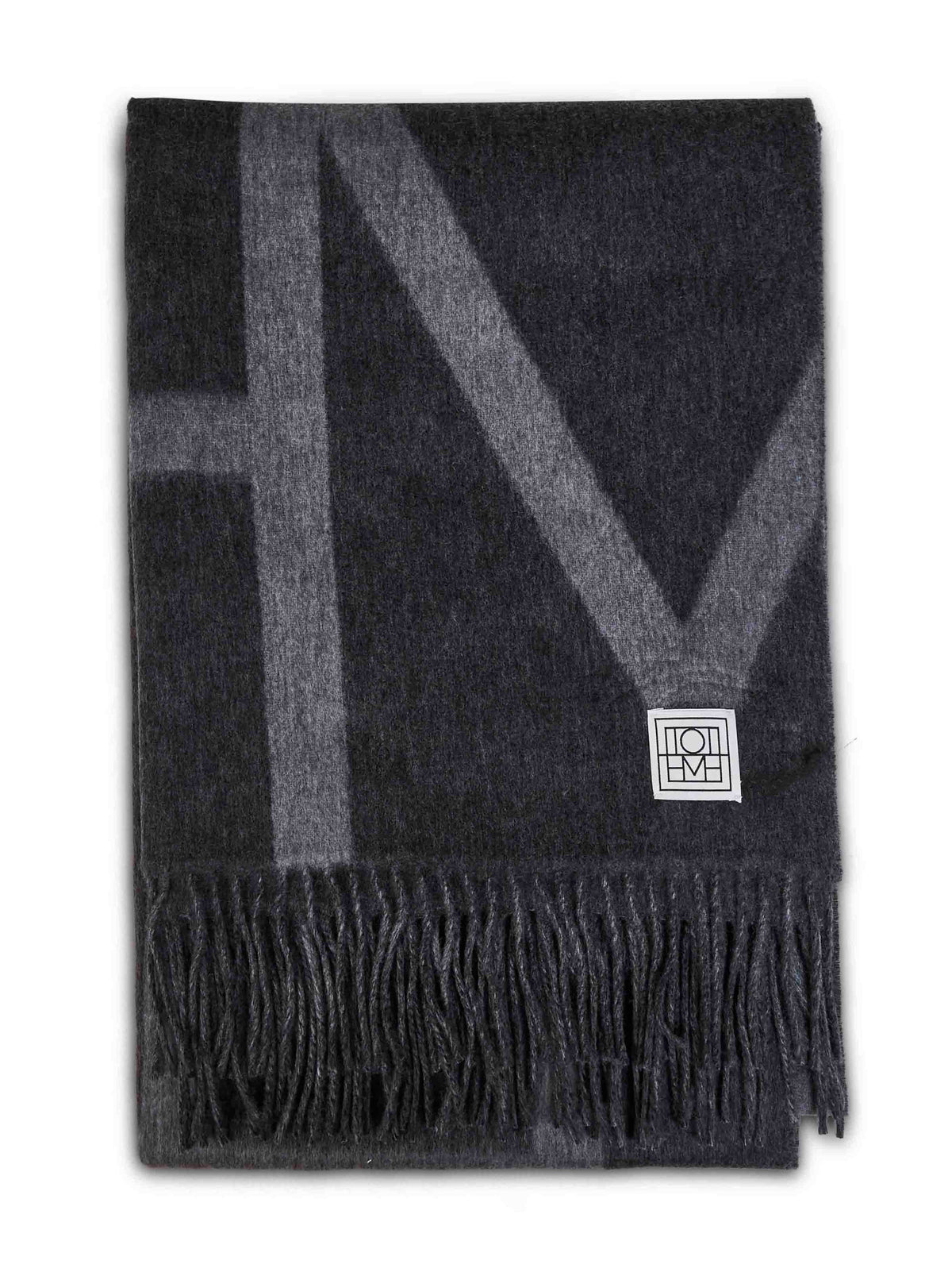 Toteme Women Dark Grey Melange Brushed Wool Monogram Scarf TOTEME