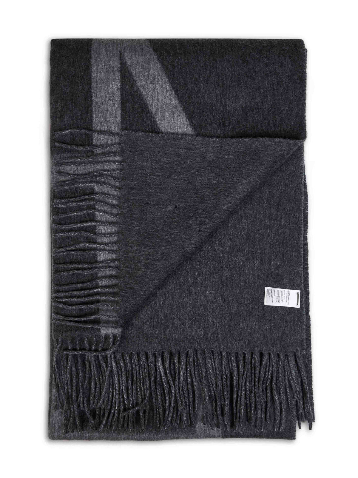 Toteme Women Dark Grey Melange Brushed Wool Monogram Scarf TOTEME