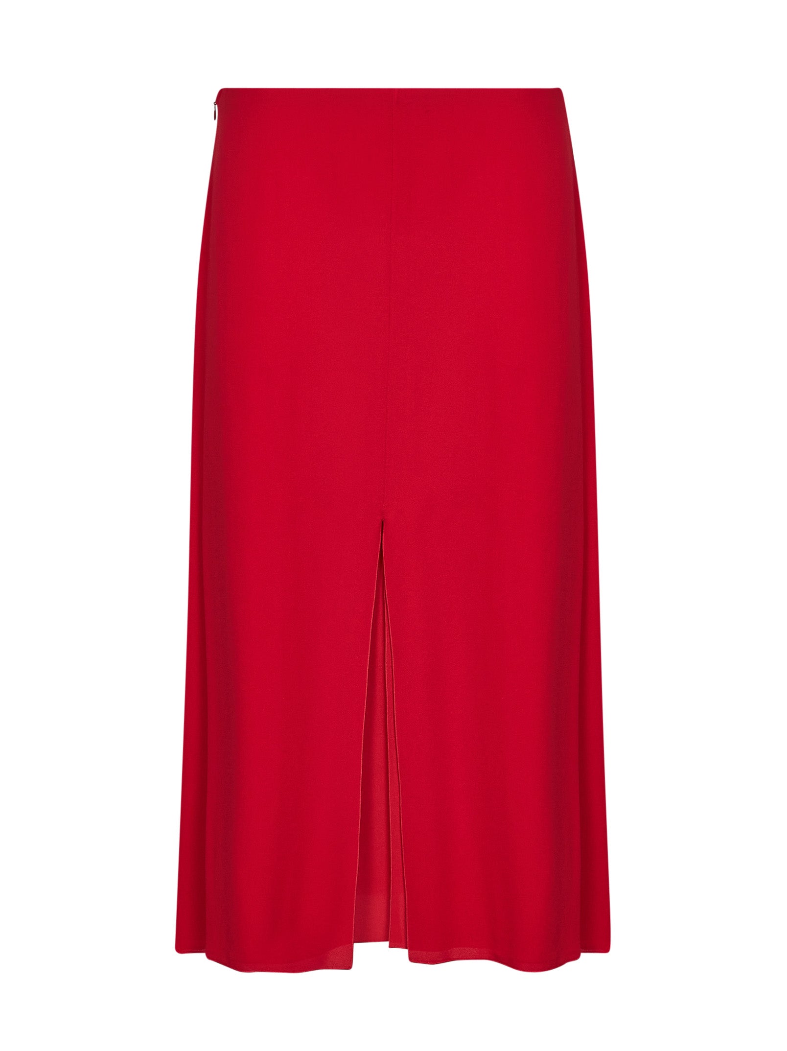Valentino Women Red Silk Georgette Flared Midi Skirt VALENTINO