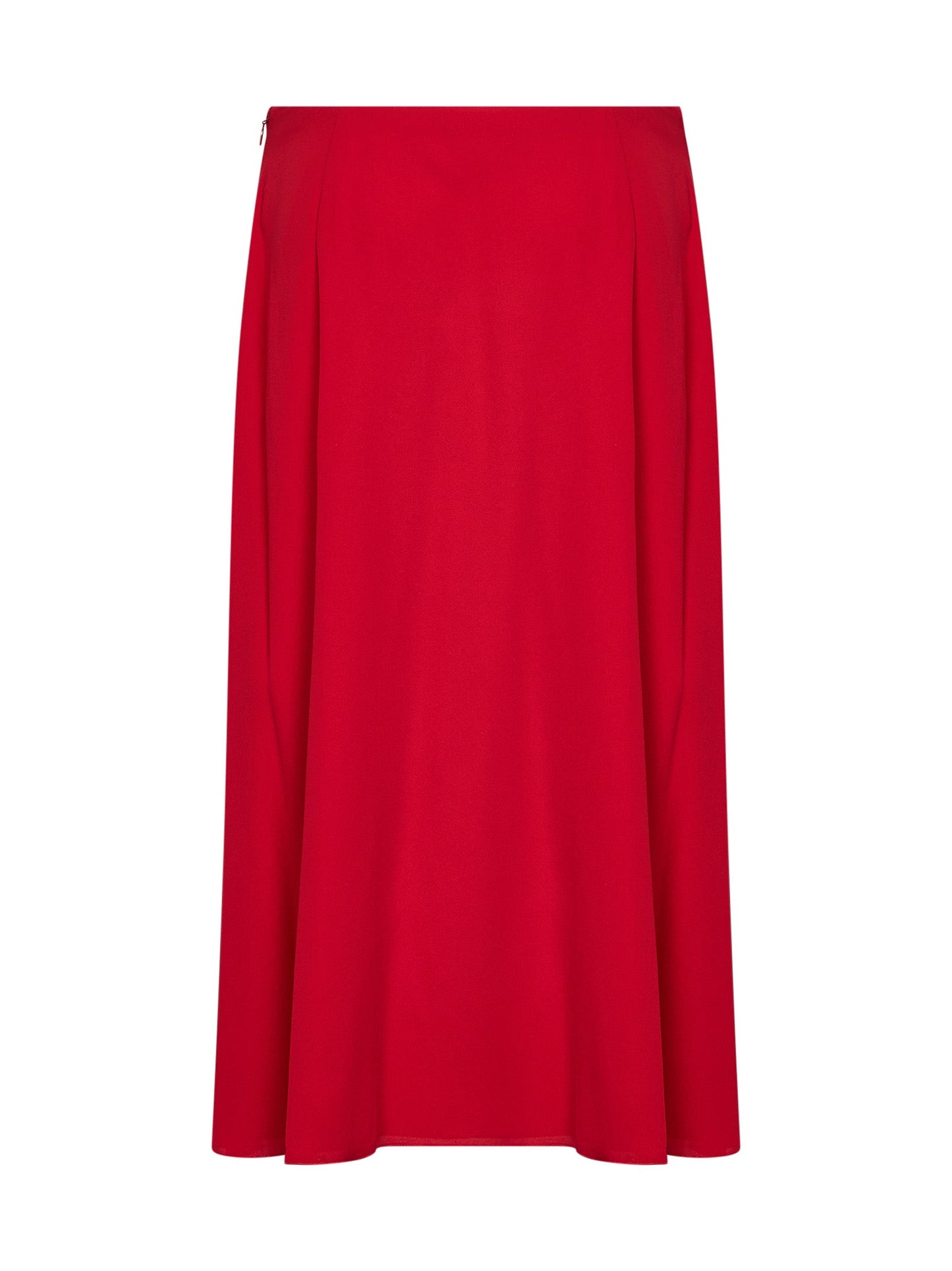 Valentino Women Red Silk Georgette Flared Midi Skirt VALENTINO