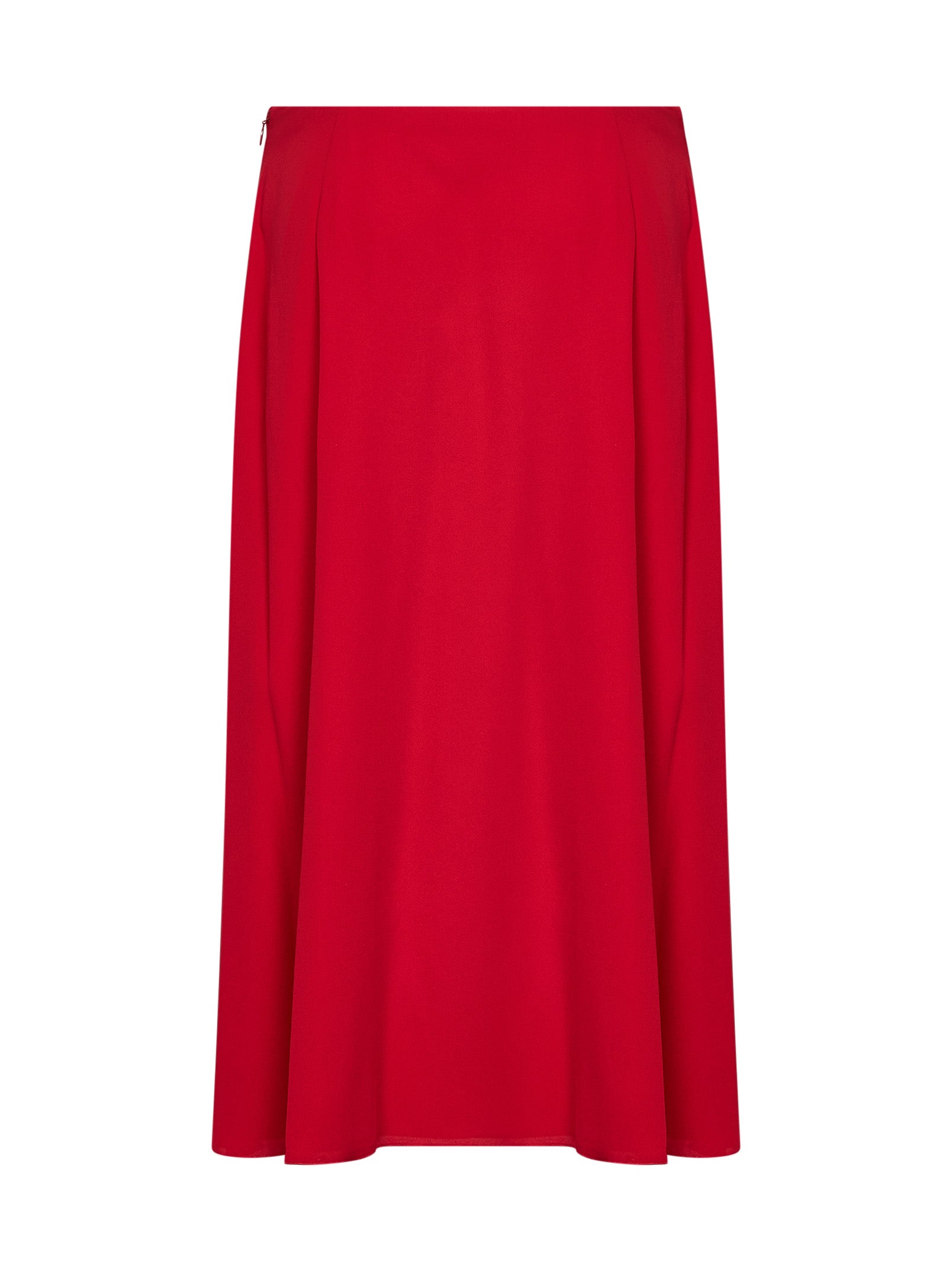 Valentino Women Red Silk Georgette Flared Midi Skirt VALENTINO